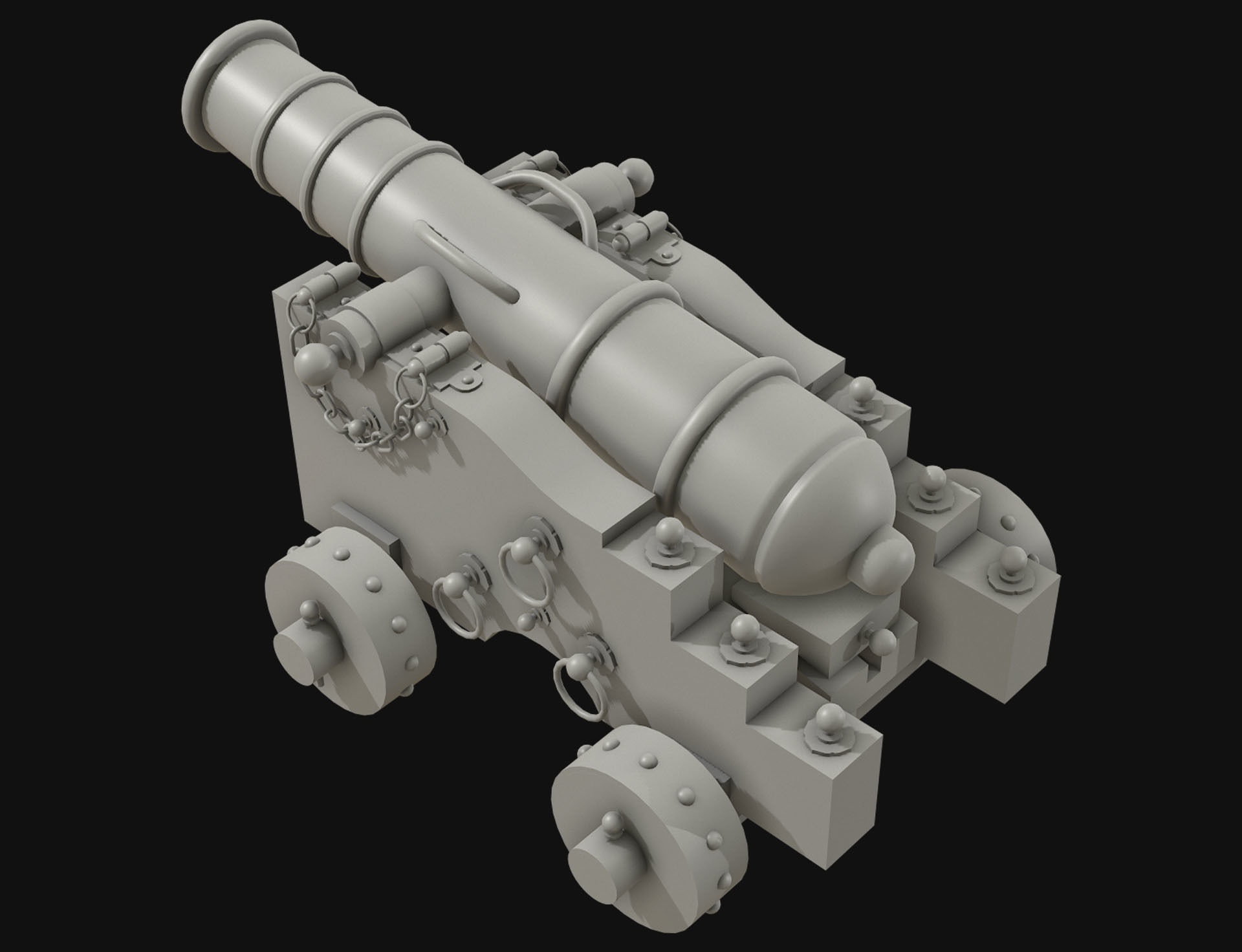 Cannon-3-Old Version Low-poly 3D model_11