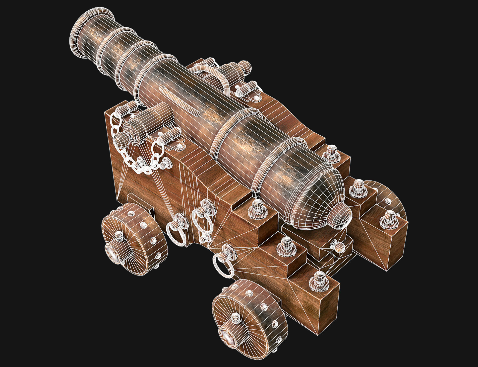 Cannon-3-Old Version Low-poly 3D model_8