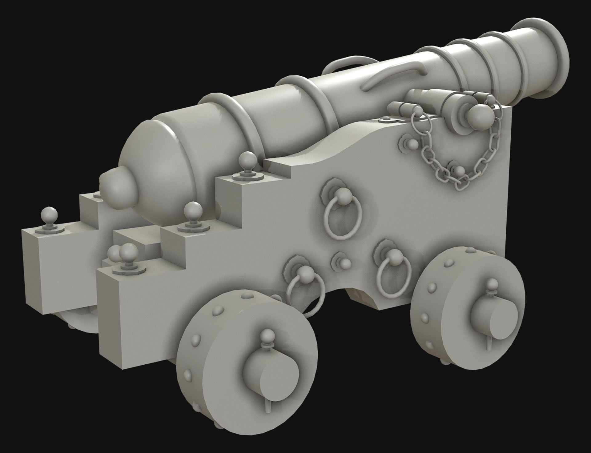 Cannon-3-Old Version Low-poly 3D model_12
