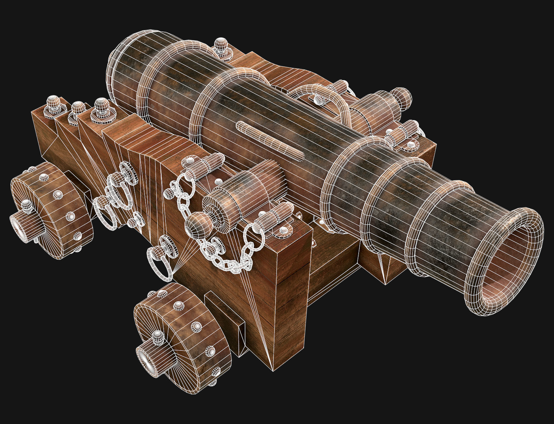 Cannon-3-Old Version Low-poly 3D model_10