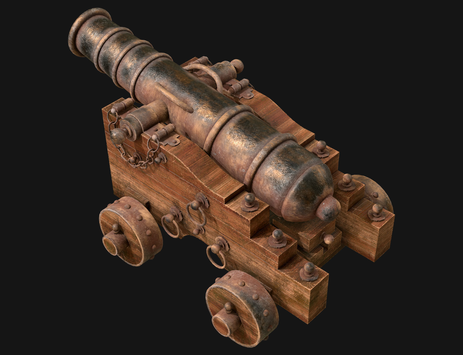 Cannon-3-Old Version Low-poly 3D model_4