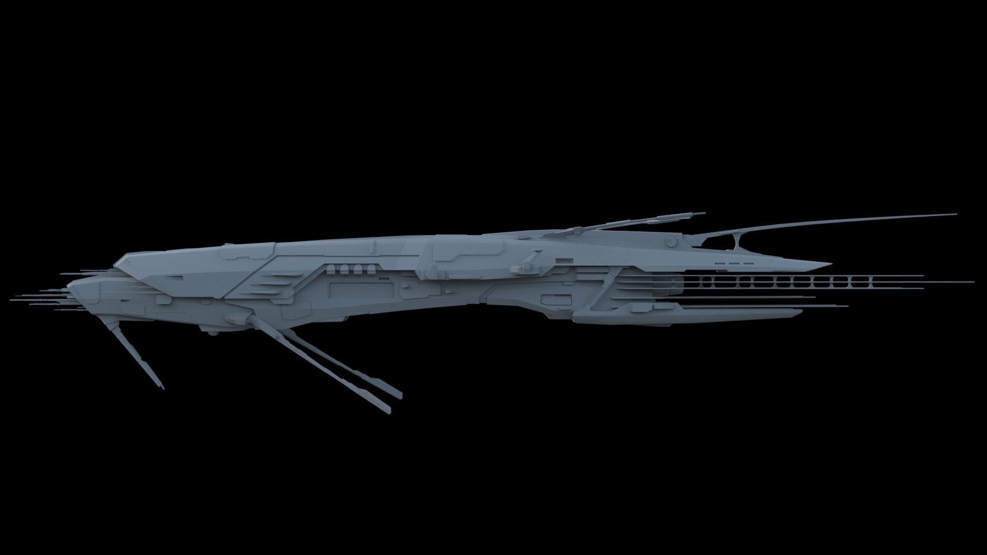 Sci Fi Alien SpaceShip 3D model_2