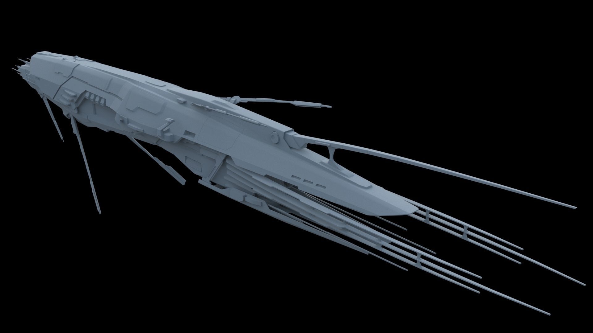 Sci Fi Alien SpaceShip 3D model_13