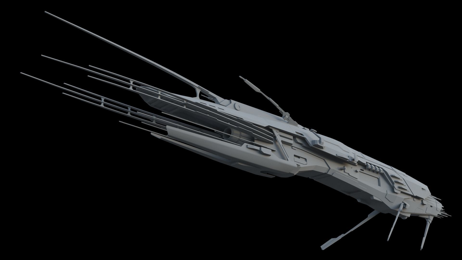 Sci Fi Alien SpaceShip 3D model_12