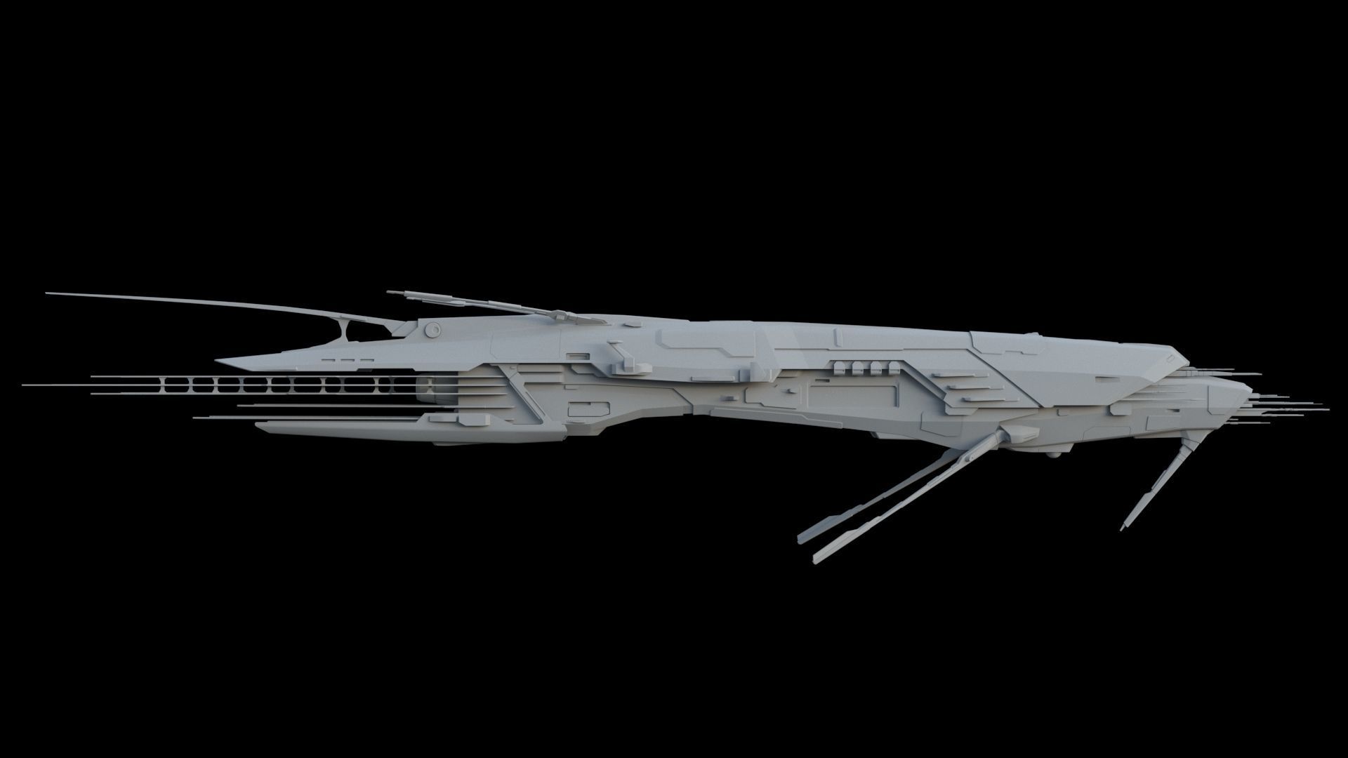 Sci Fi Alien SpaceShip 3D model_1