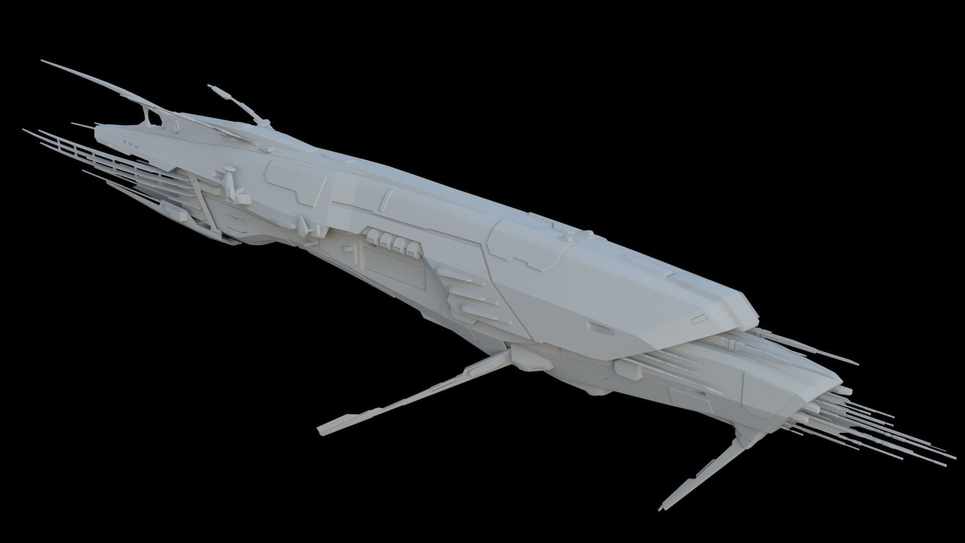 Sci Fi Alien SpaceShip 3D model_7