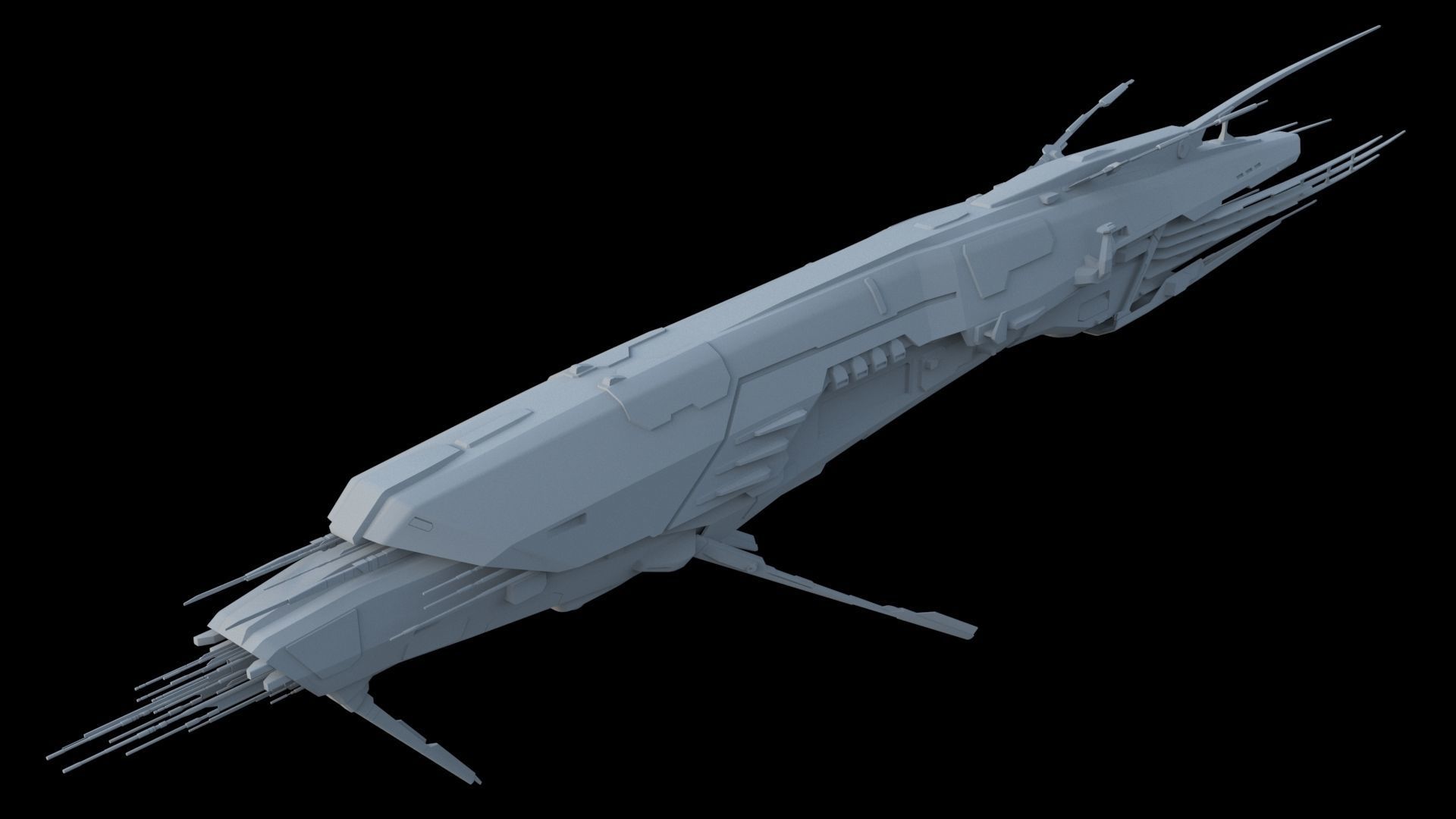 Sci Fi Alien SpaceShip 3D model_9