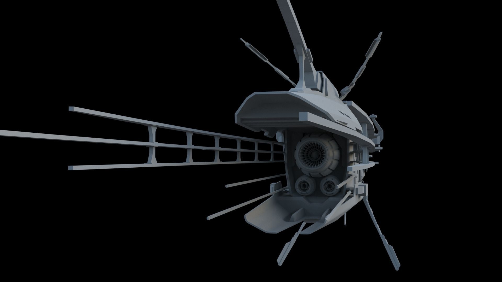 Sci Fi Alien SpaceShip 3D model_15