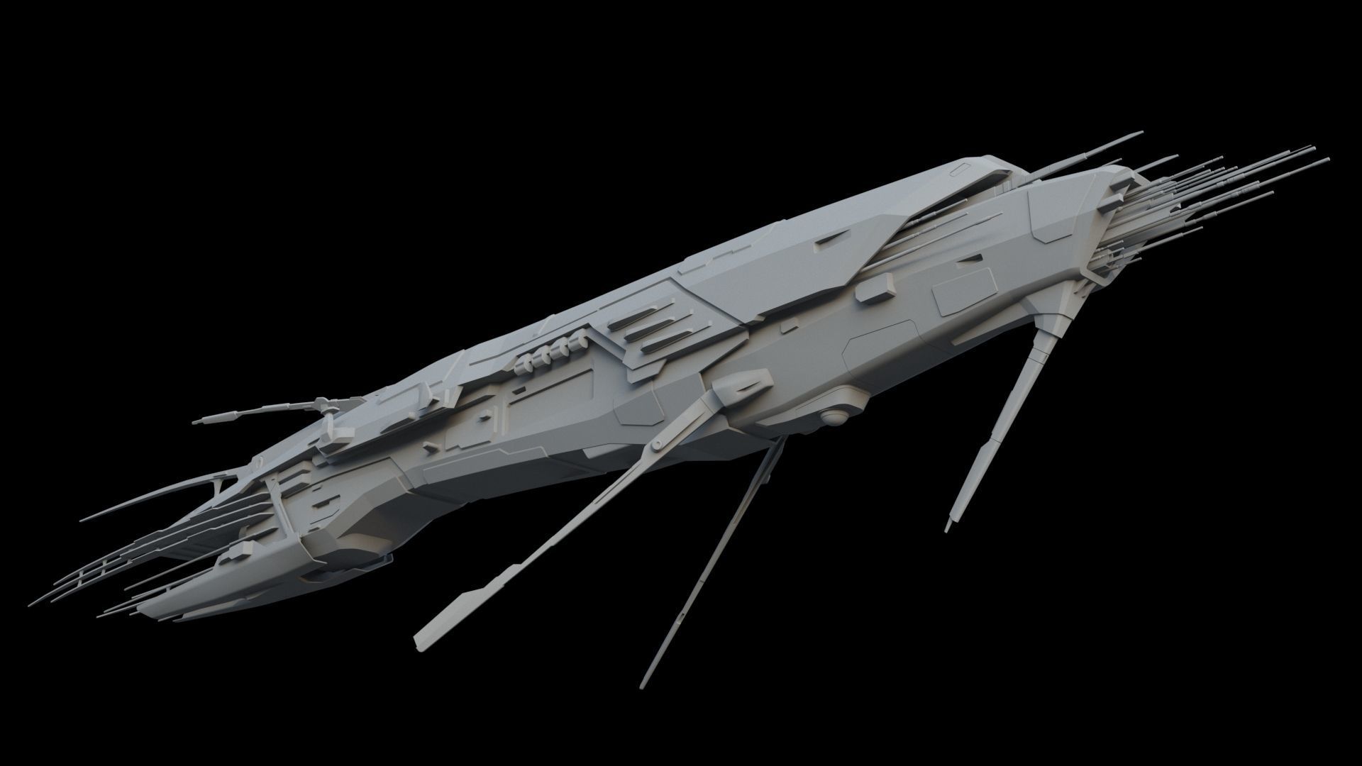 Sci Fi Alien SpaceShip 3D model_8