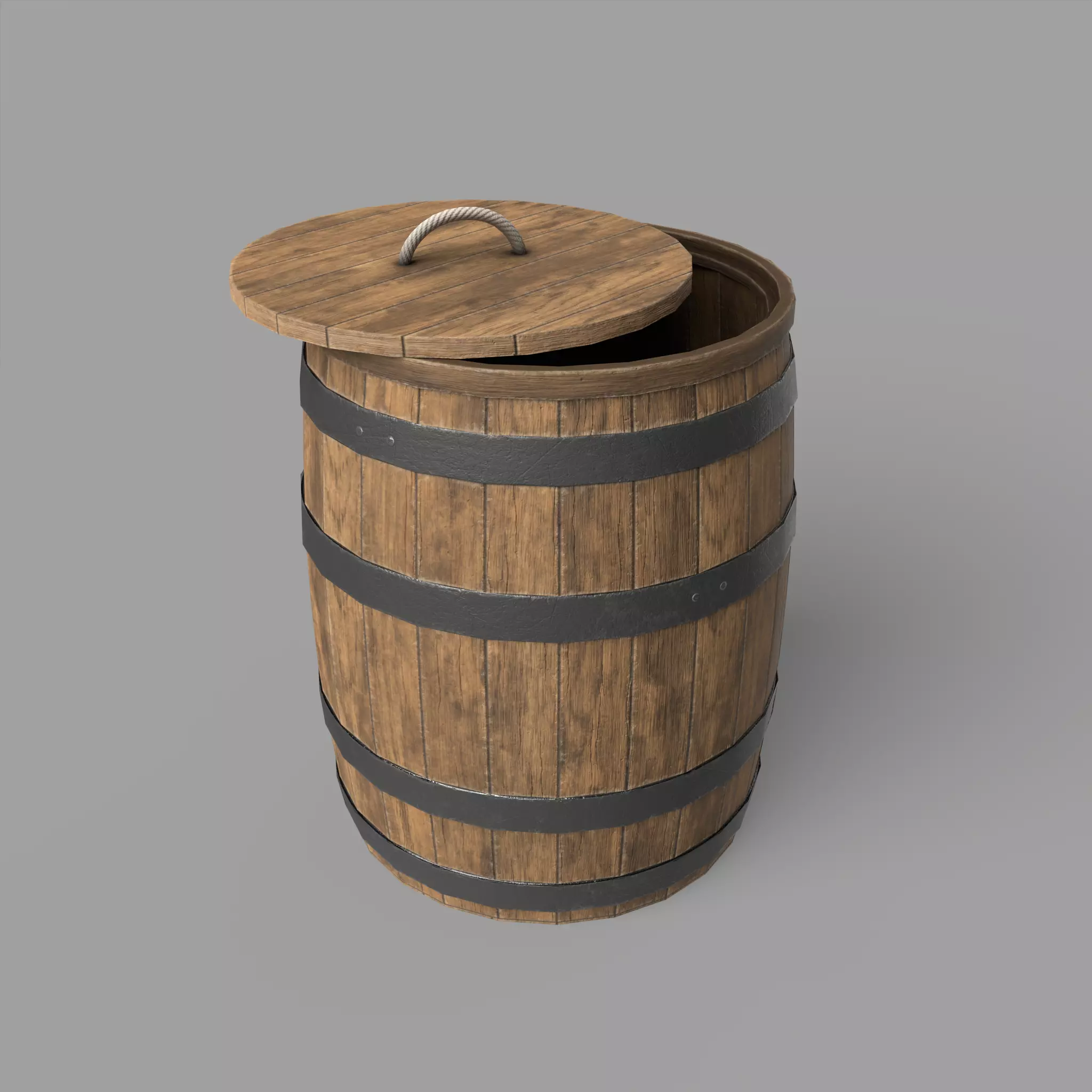 Wooden Barrel with Cap Vine Whiskey Low-poly 3D model