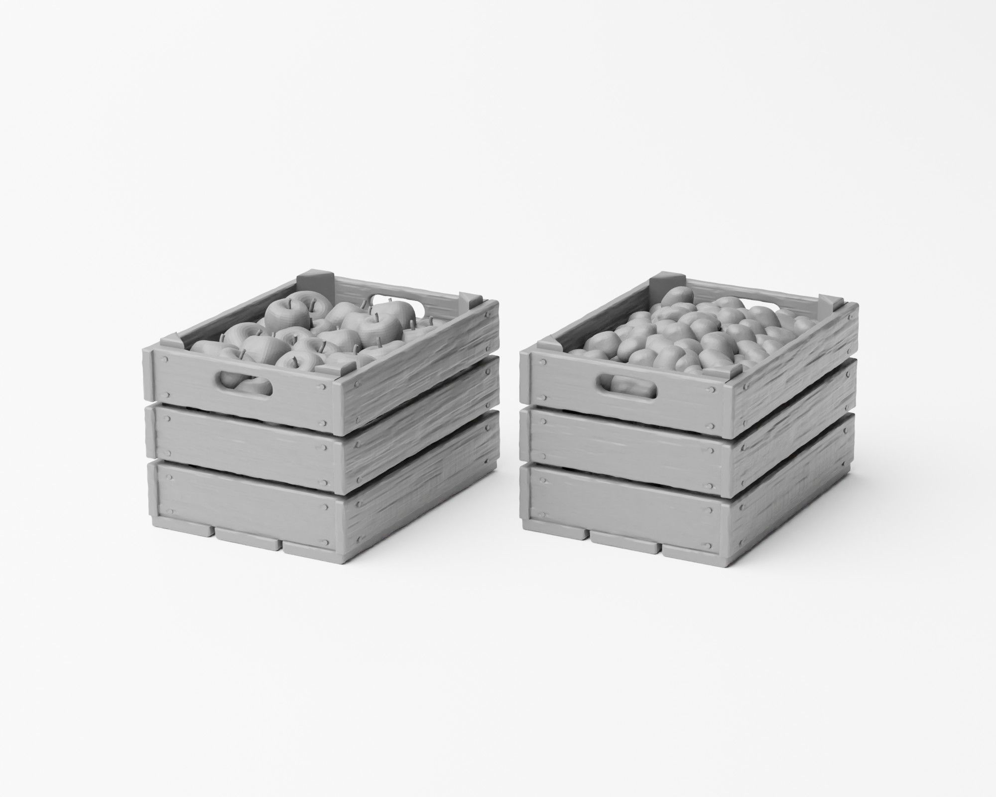 Farm Produce Pack - Fruits Vegetables Crates and Baskets 1-35 3D print model_13