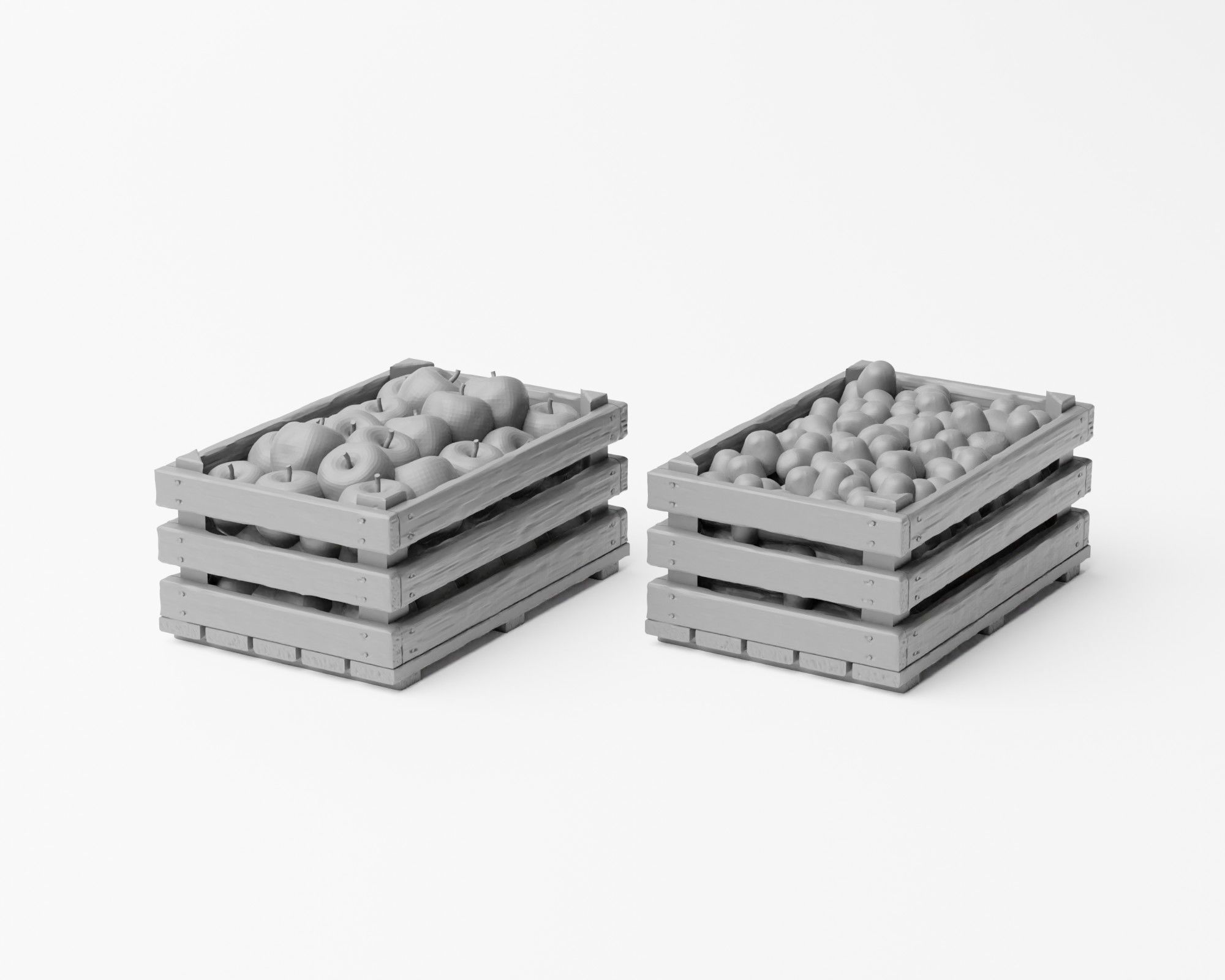 Farm Produce Pack - Fruits Vegetables Crates and Baskets 1-35 3D print model_11