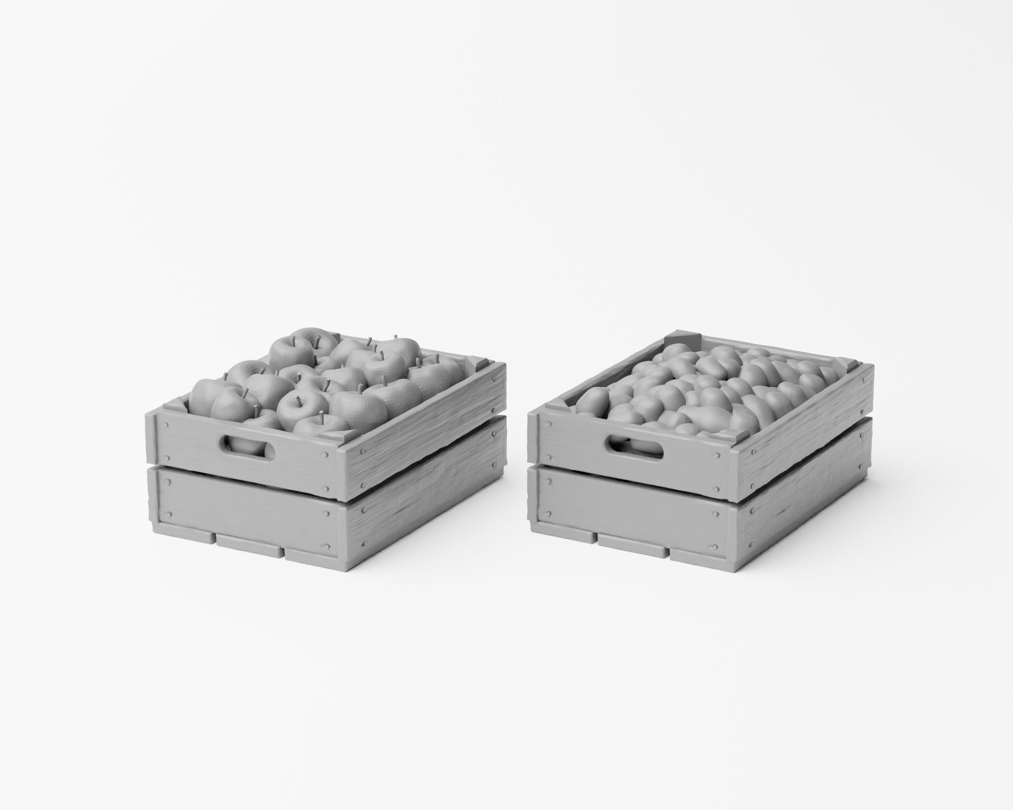 Farm Produce Pack - Fruits Vegetables Crates and Baskets 1-35 3D print model_12