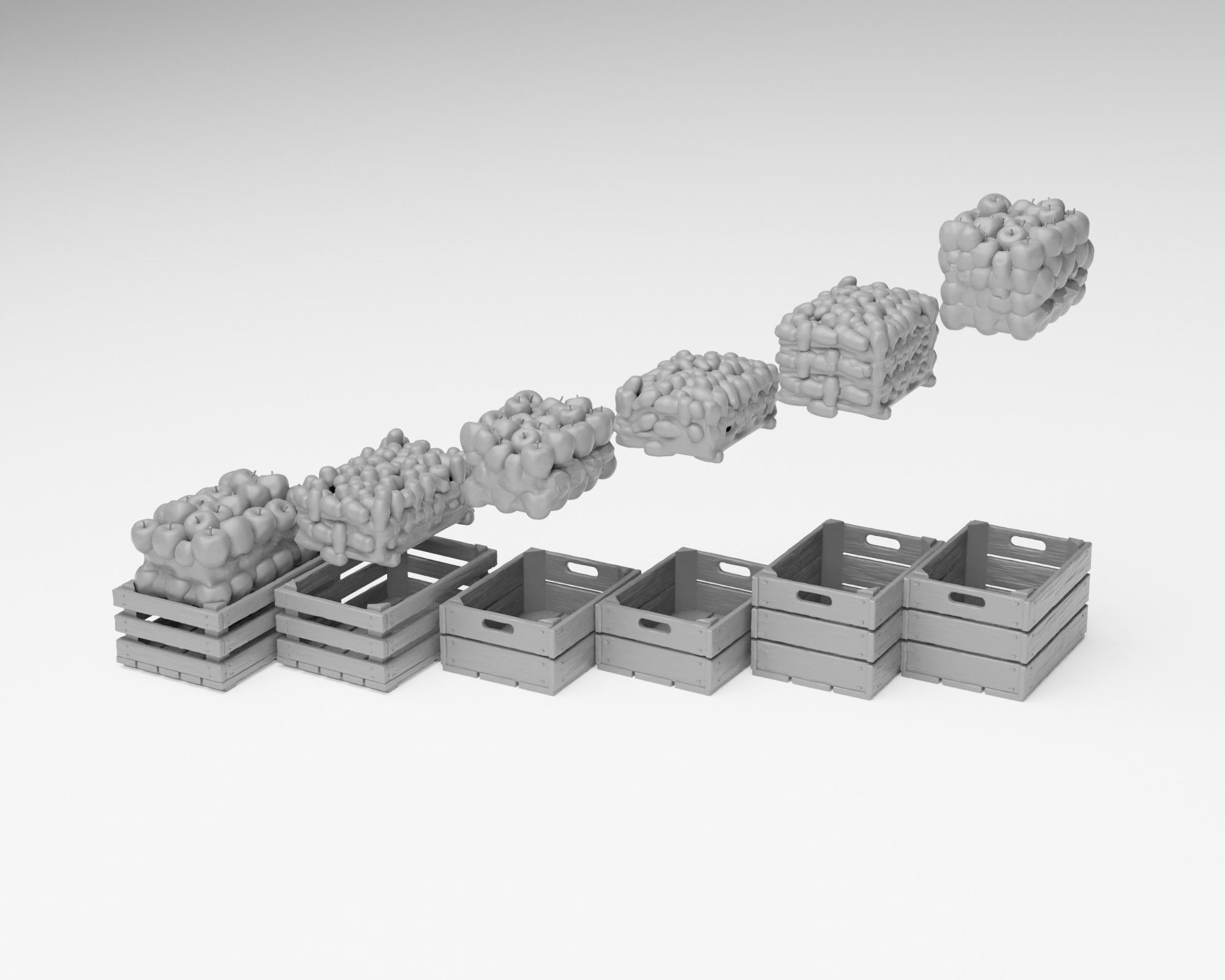 Farm Produce Pack - Fruits Vegetables Crates and Baskets 1-35 3D print model_14