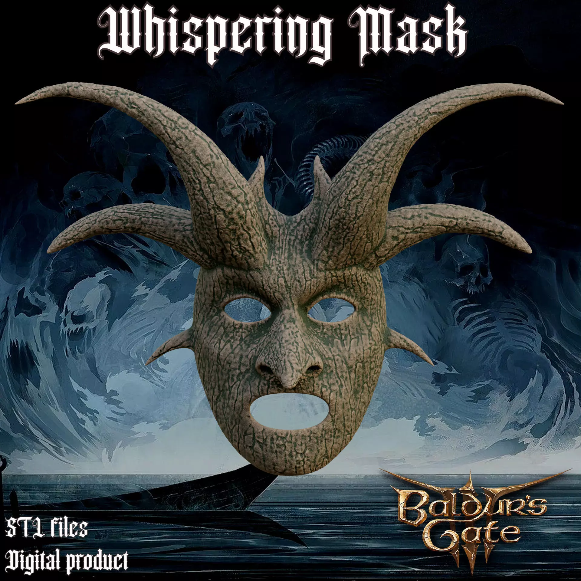 Whispering Mask Baldurs Gate 3 3D print model_0