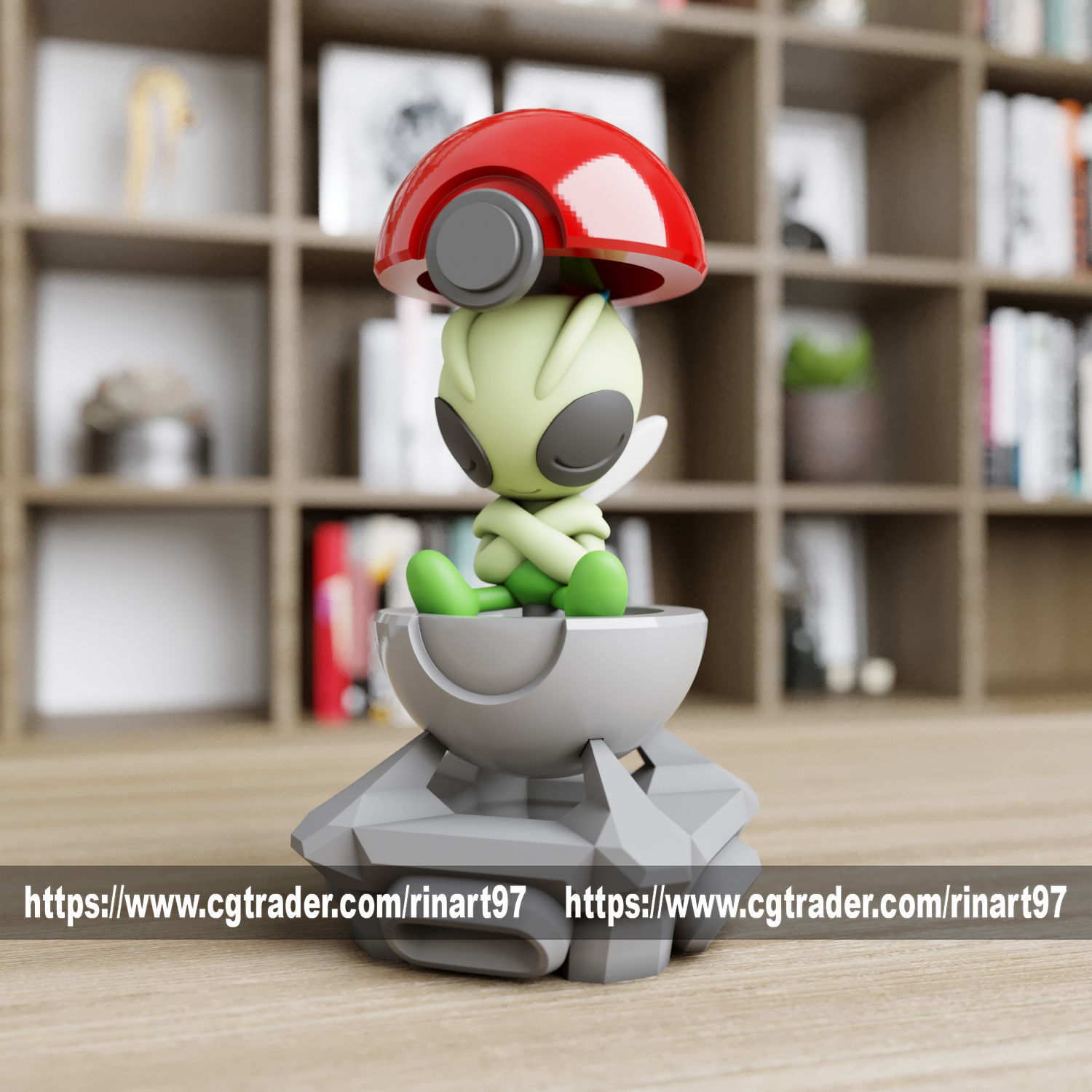Celebi in the pokeball from Pokemon 3D print model_5