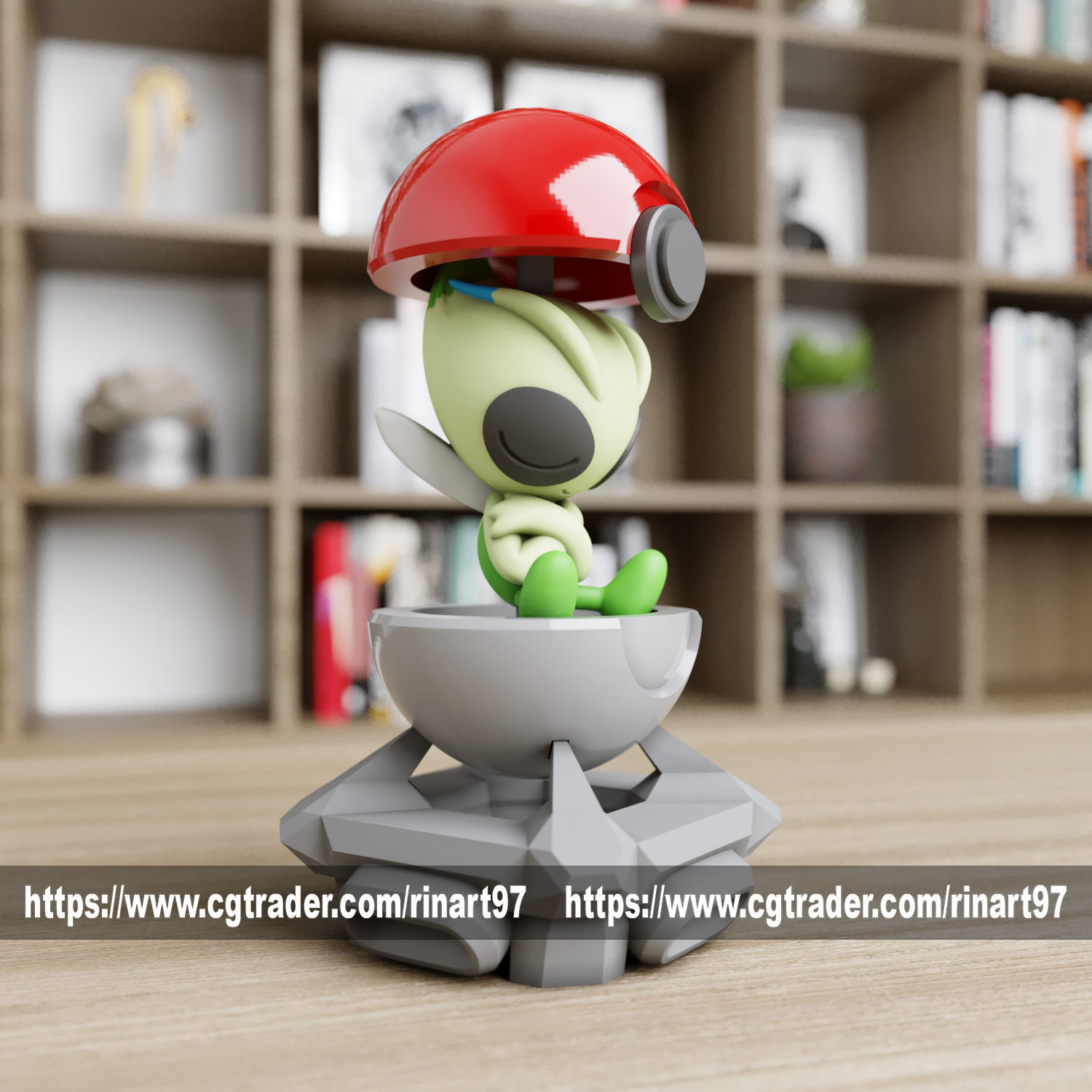 Celebi in the pokeball from Pokemon 3D print model_2