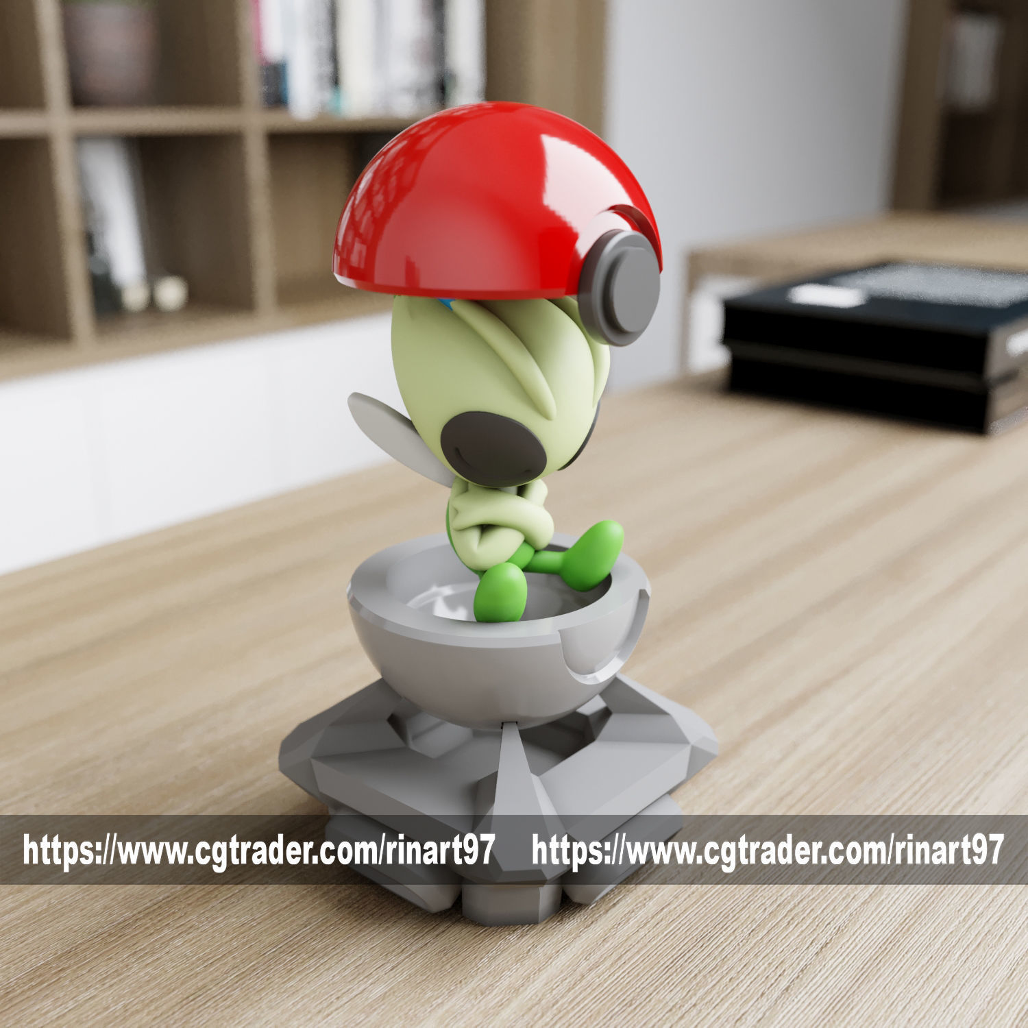 Celebi in the pokeball from Pokemon 3D print model_8