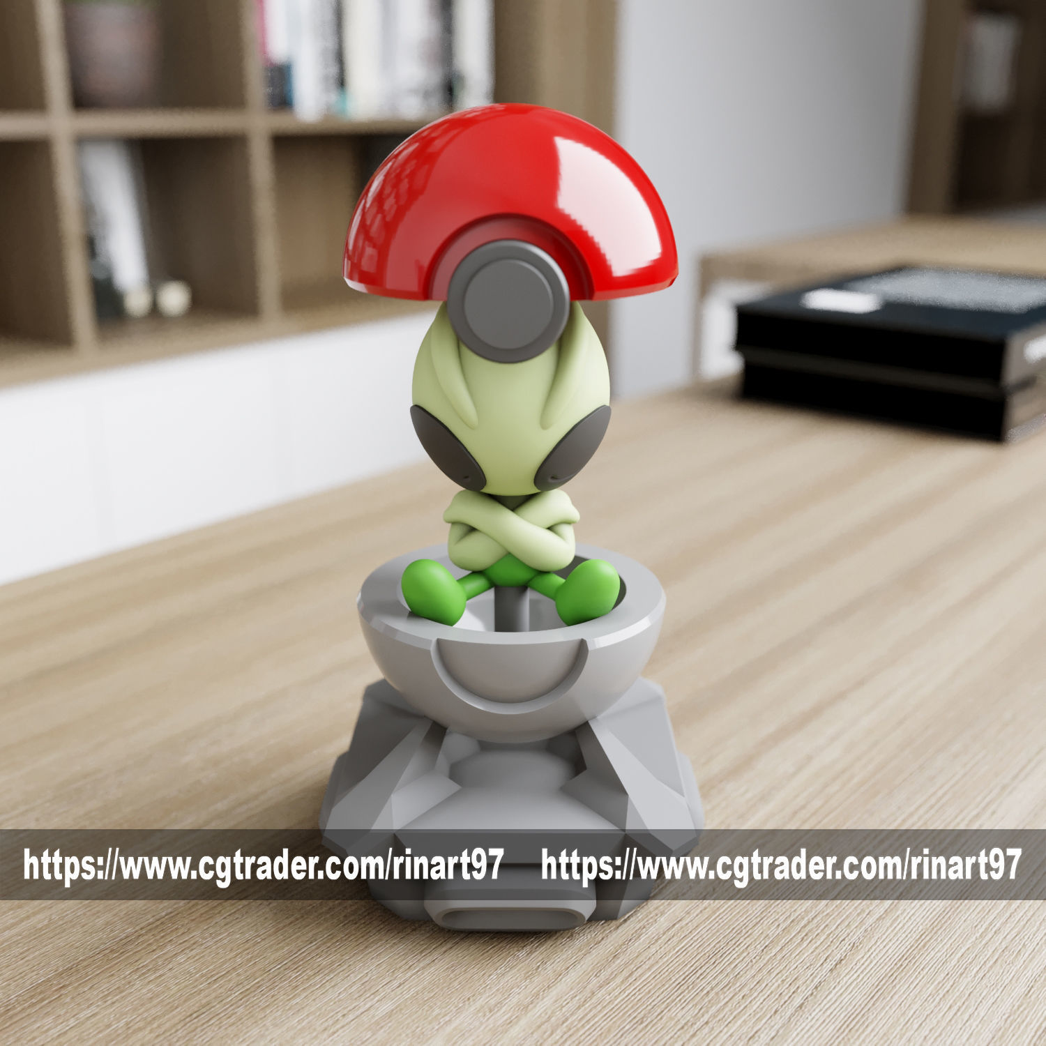 Celebi in the pokeball from Pokemon 3D print model_9