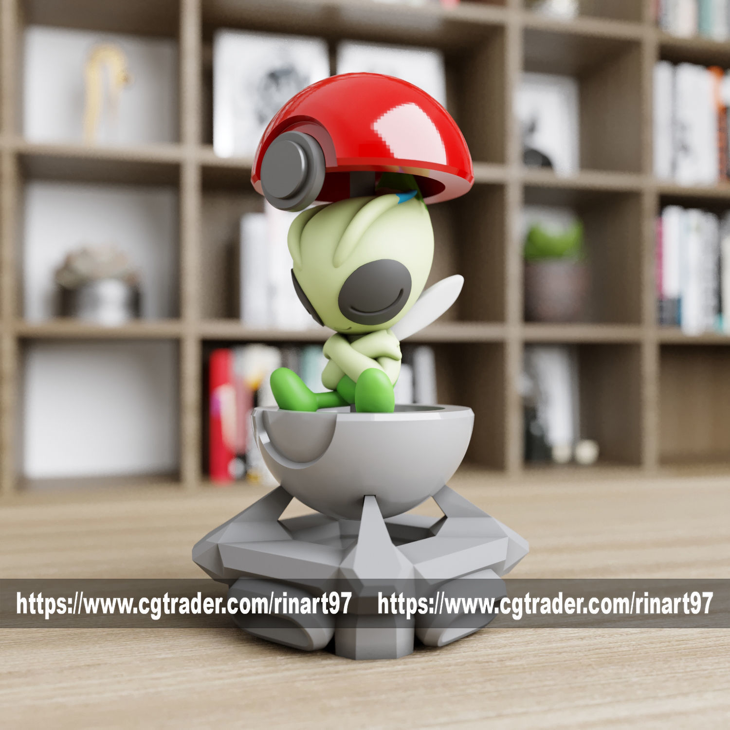 Celebi in the pokeball from Pokemon 3D print model_6