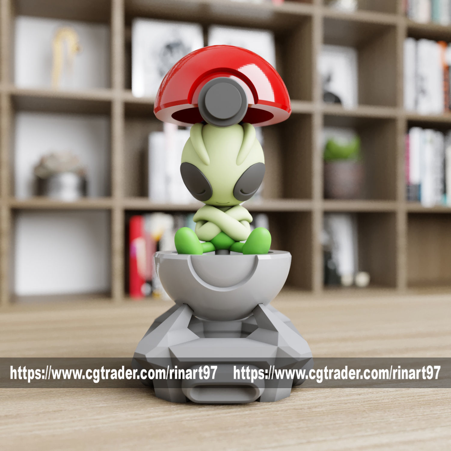 Celebi in the pokeball from Pokemon 3D print model_4