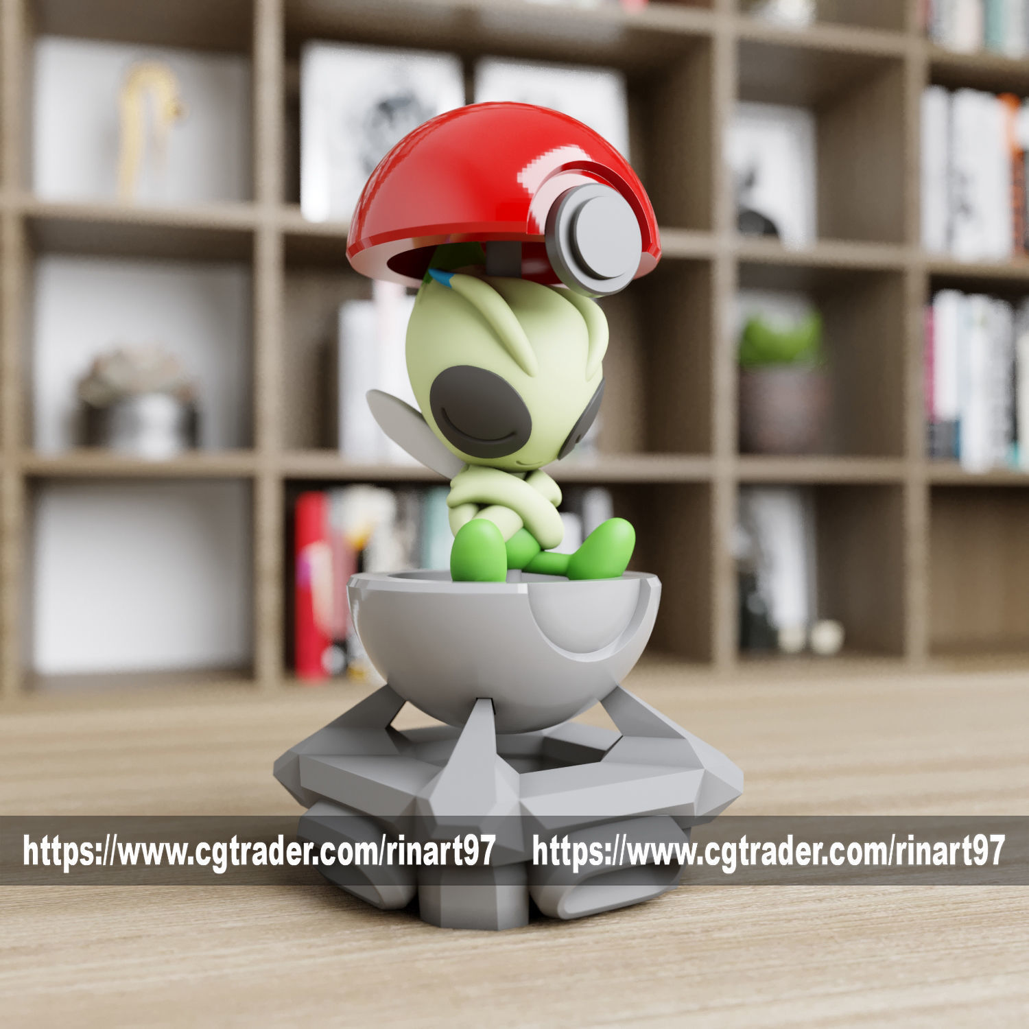 Celebi in the pokeball from Pokemon 3D print model_1