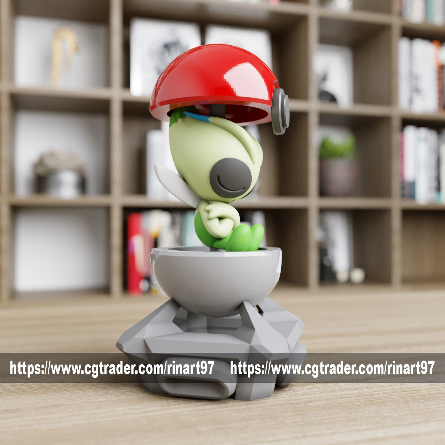Celebi in the pokeball from Pokemon 3D print model_3
