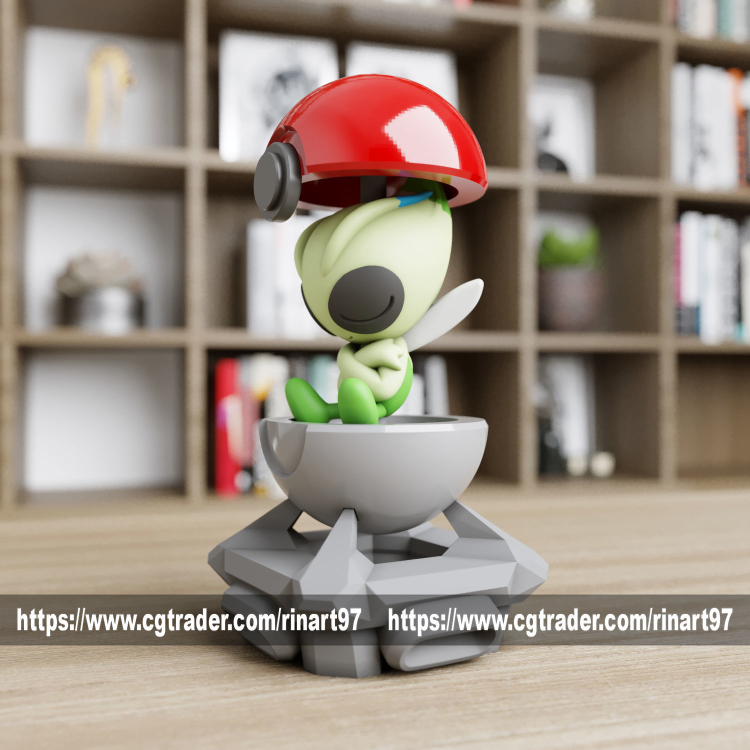 Celebi in the pokeball from Pokemon 3D print model_7