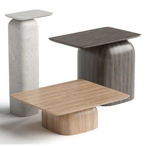 April Table set of 3 tables Low-poly 3D model