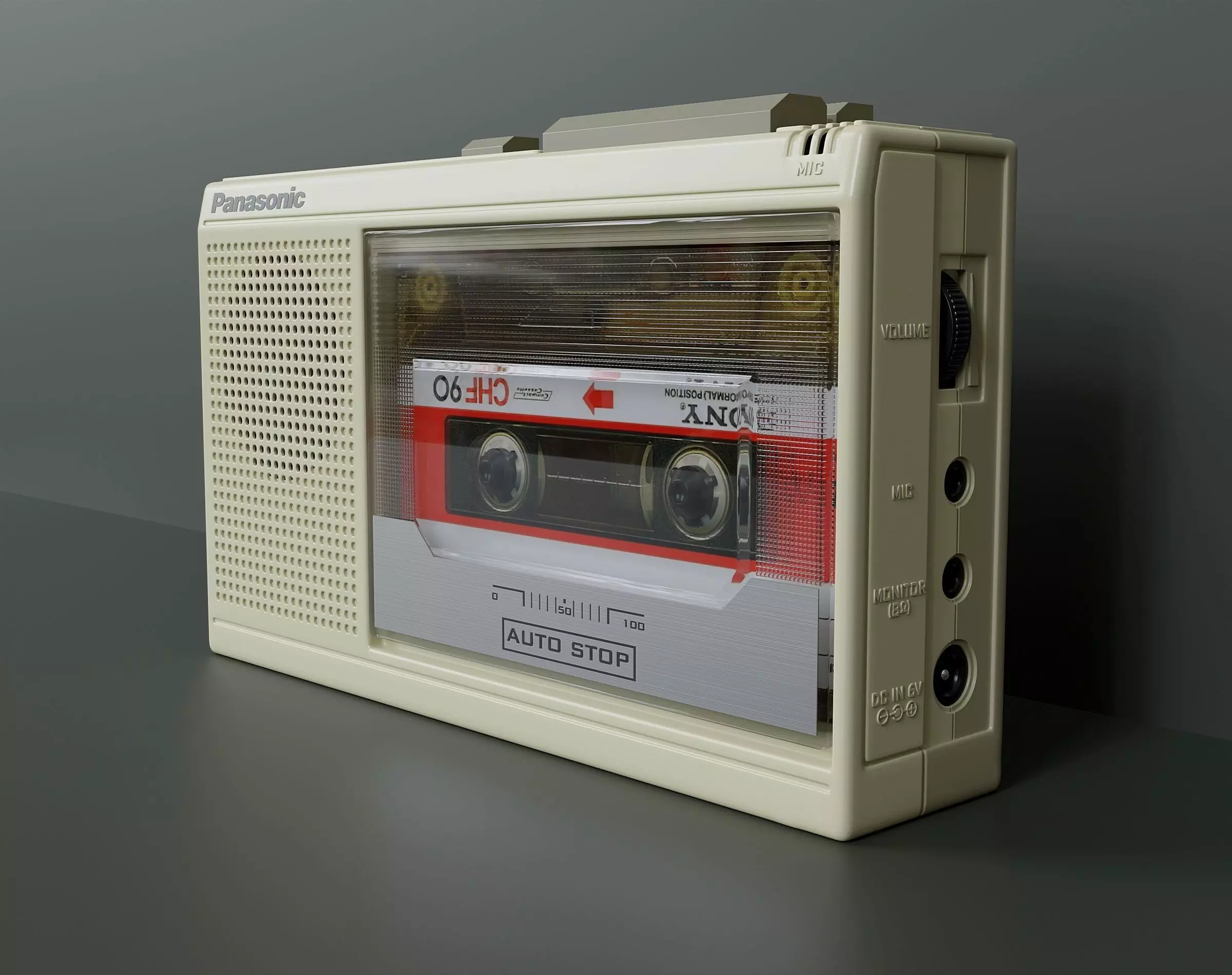 Vintage cassette player Panasonic 3D model_0