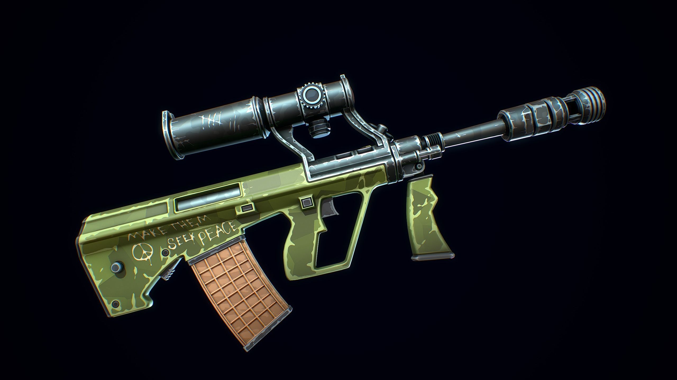 Stylized Steyr AUG Low-poly 3D model_5