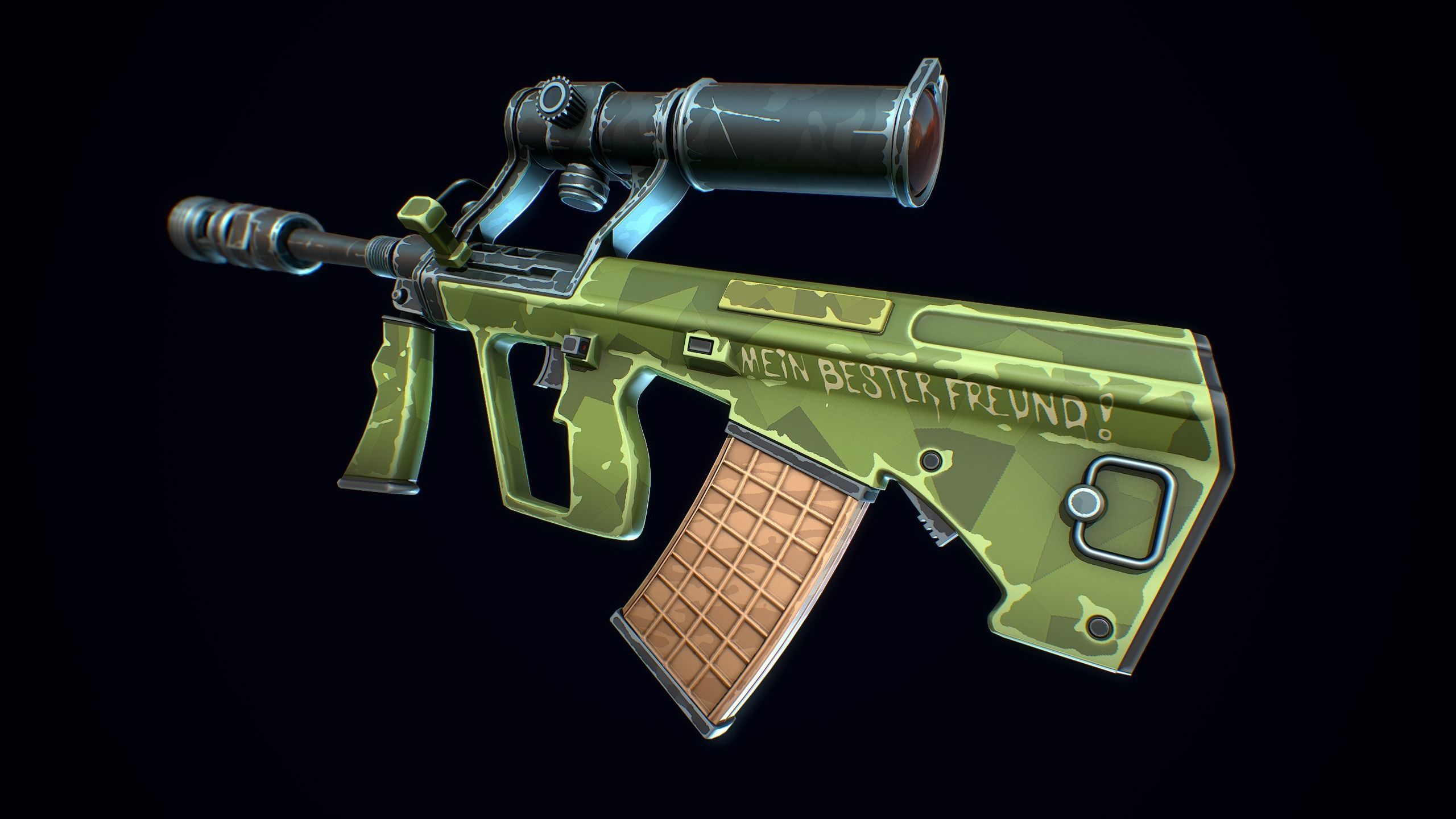 Stylized Steyr AUG Low-poly 3D model_7