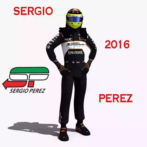 Sergio Perez 2016 Low-poly 3D model