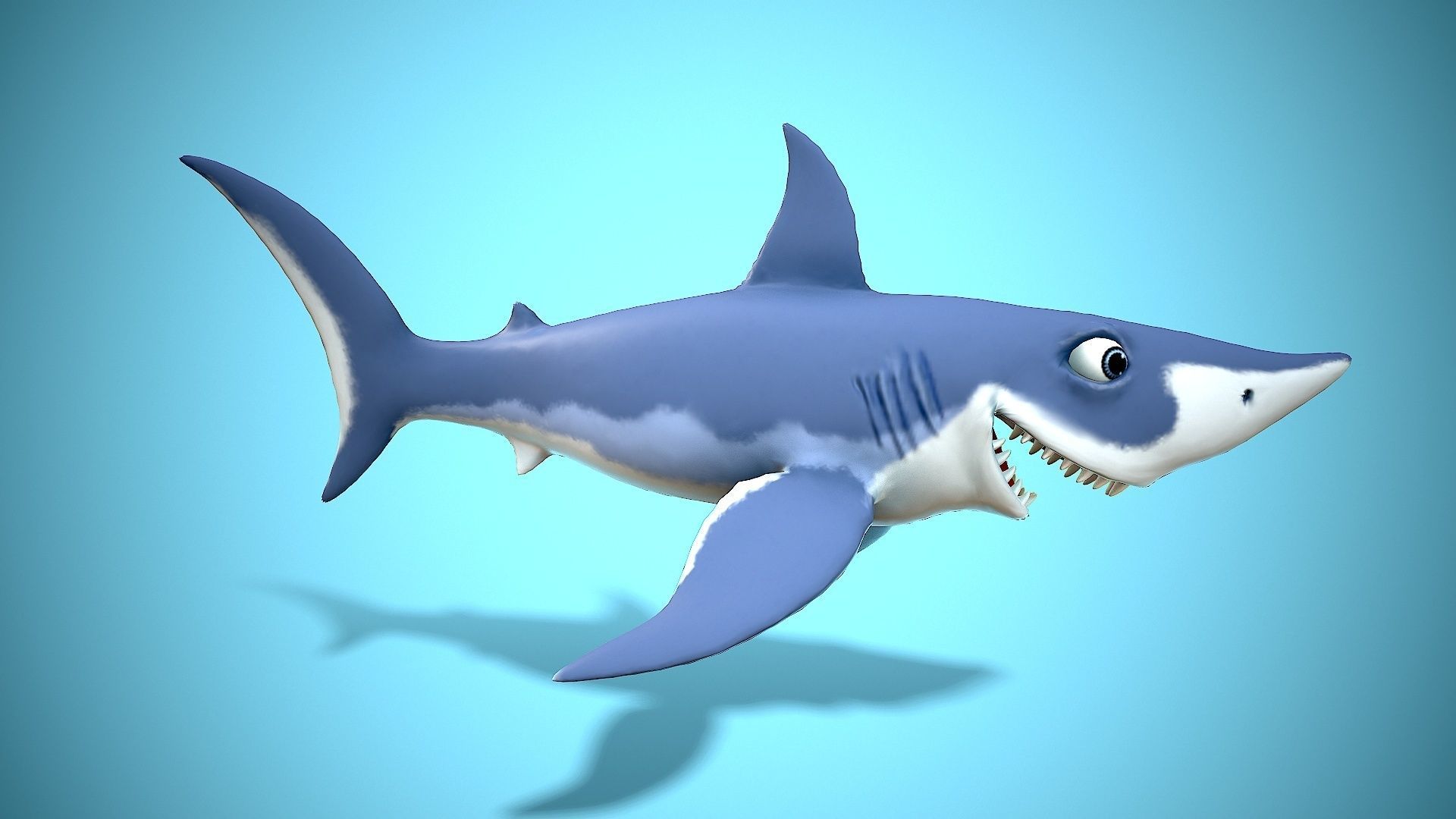 cartoon mako shark Low-poly 3D model_2