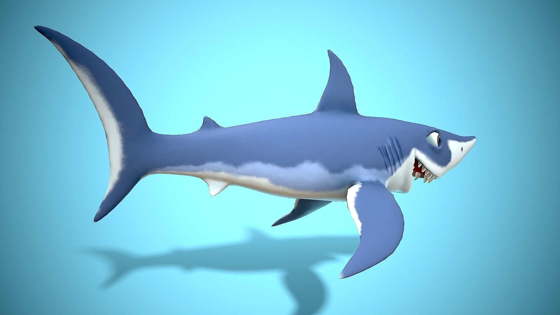 cartoon mako shark Low-poly 3D model_3