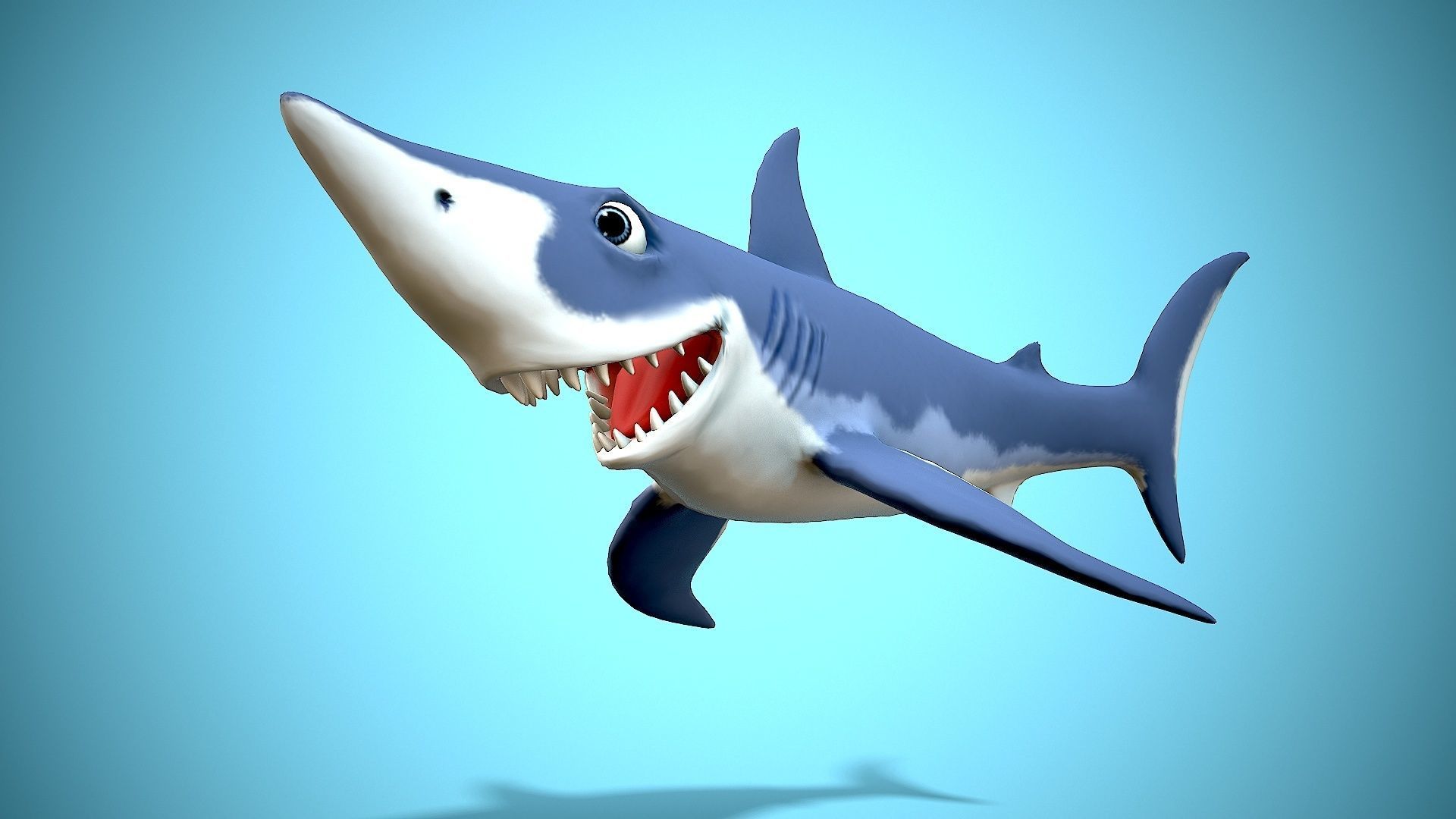 cartoon mako shark Low-poly 3D model_8