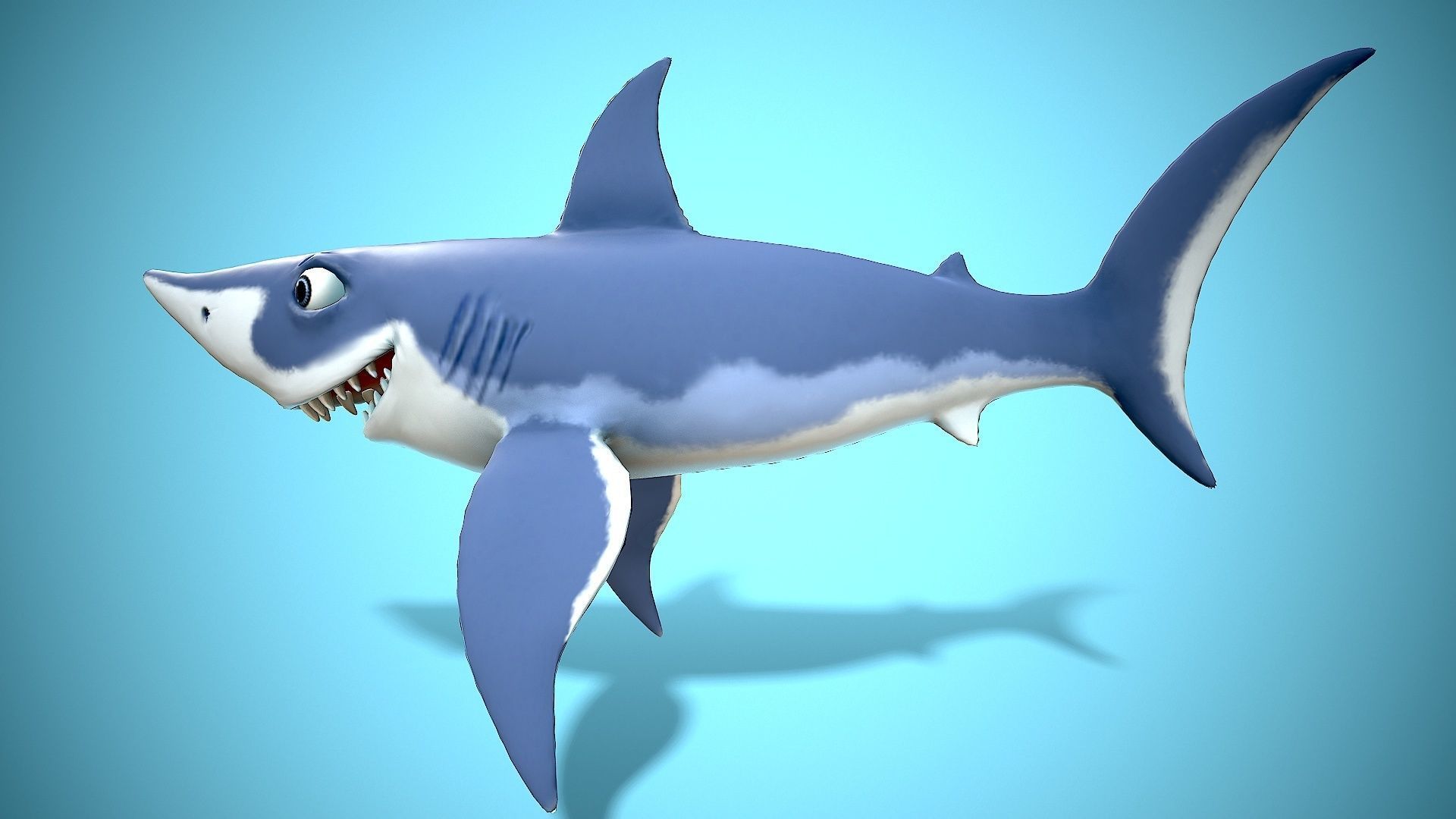 cartoon mako shark Low-poly 3D model_6