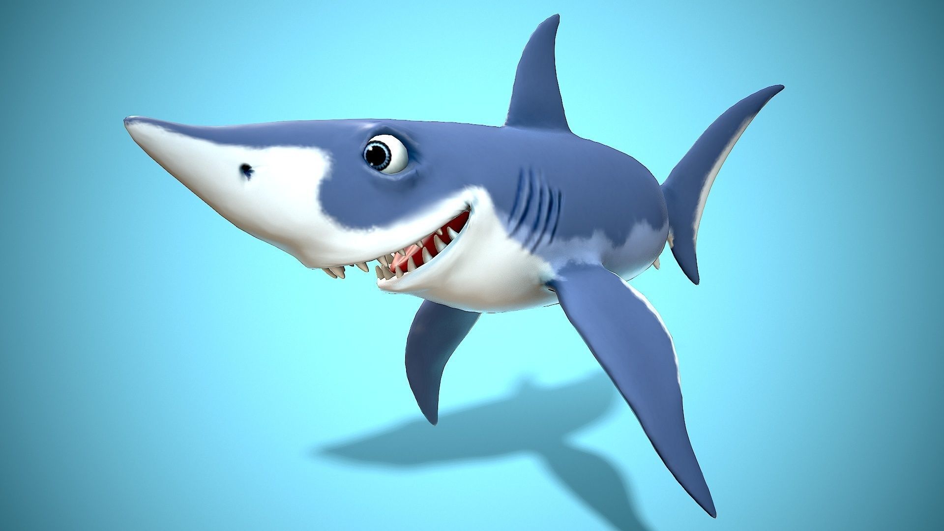 cartoon mako shark Low-poly 3D model_7
