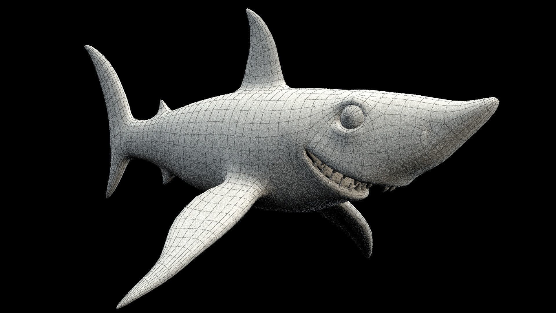cartoon mako shark Low-poly 3D model_10