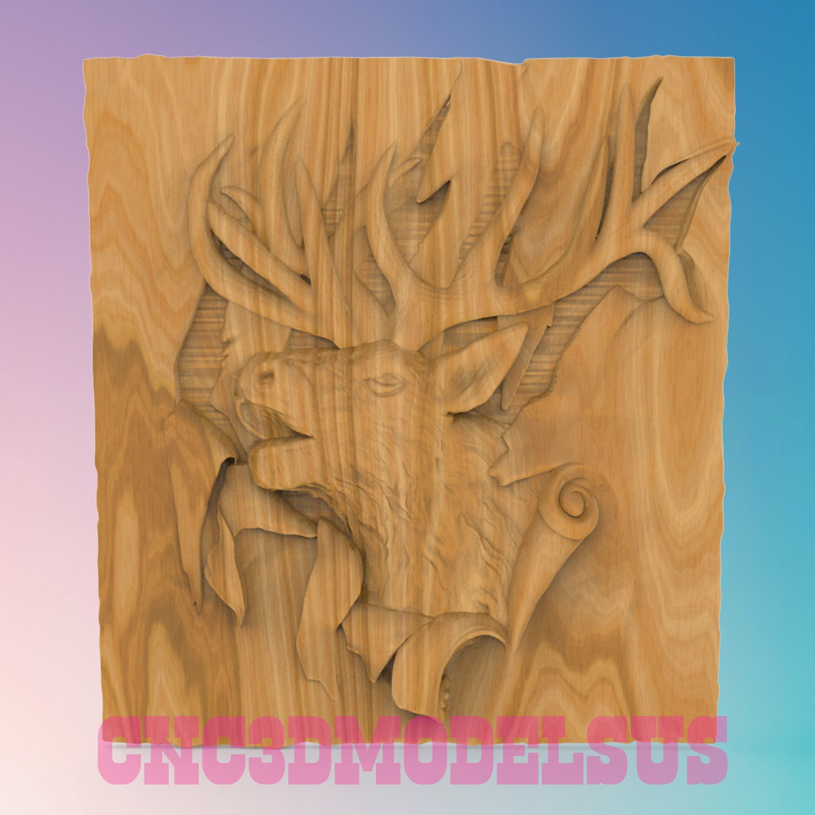 Deer 3D Model STL File for CNC Router Laser and 3D Printer 3D print model_2