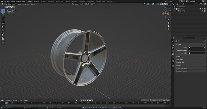 Niche Milan Wheel Offset Machined Face with Silver 3D model 3