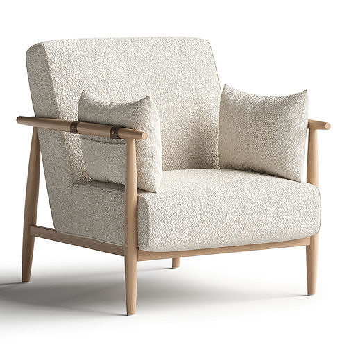 Sirolo oak armchair Low-poly 3D model