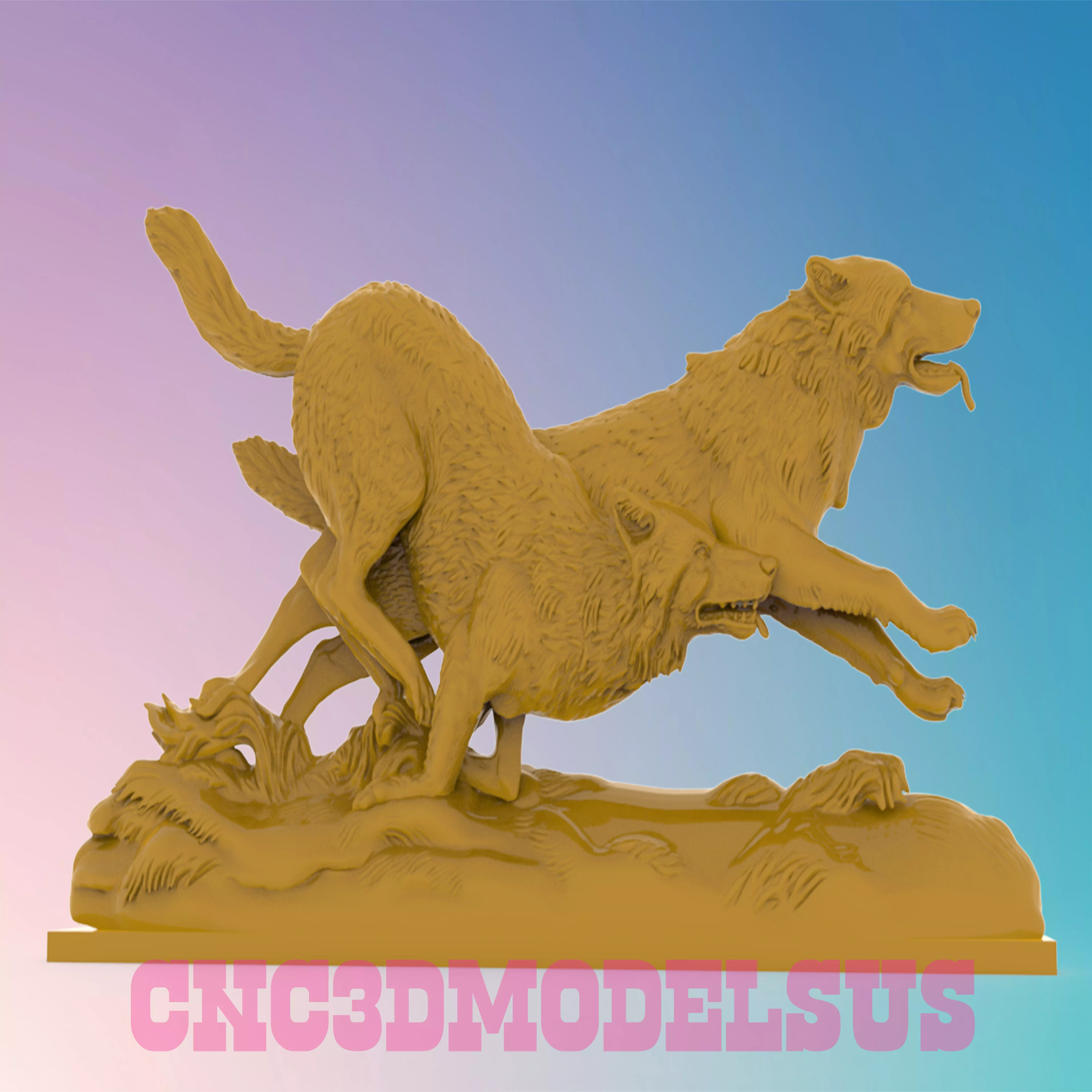 Wolves 3D MODEL STL FILE FOR CNC ROUTER LASER and 3D PRINTER 3D print model_0