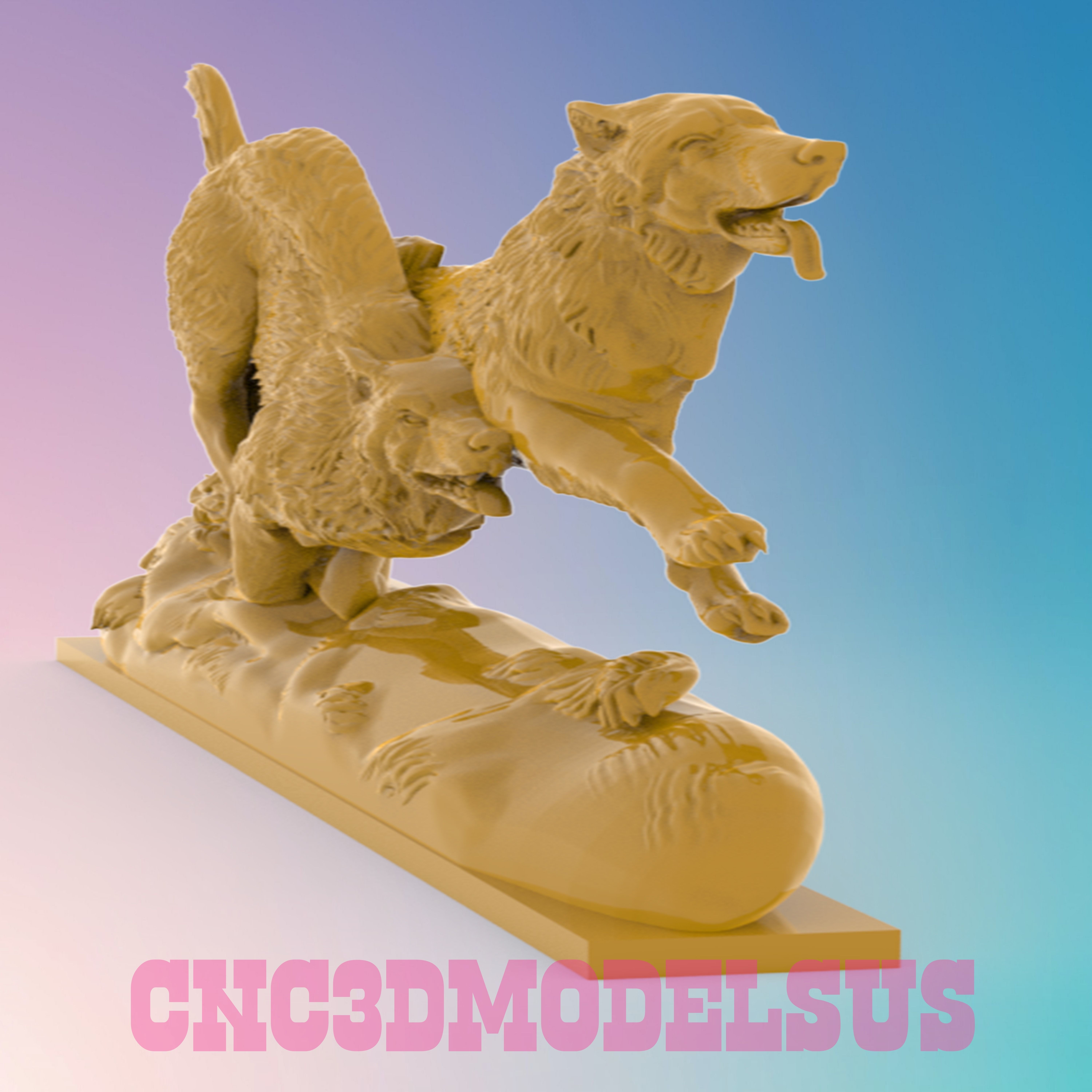 Wolves 3D MODEL STL FILE FOR CNC ROUTER LASER and 3D PRINTER 3D print model_2