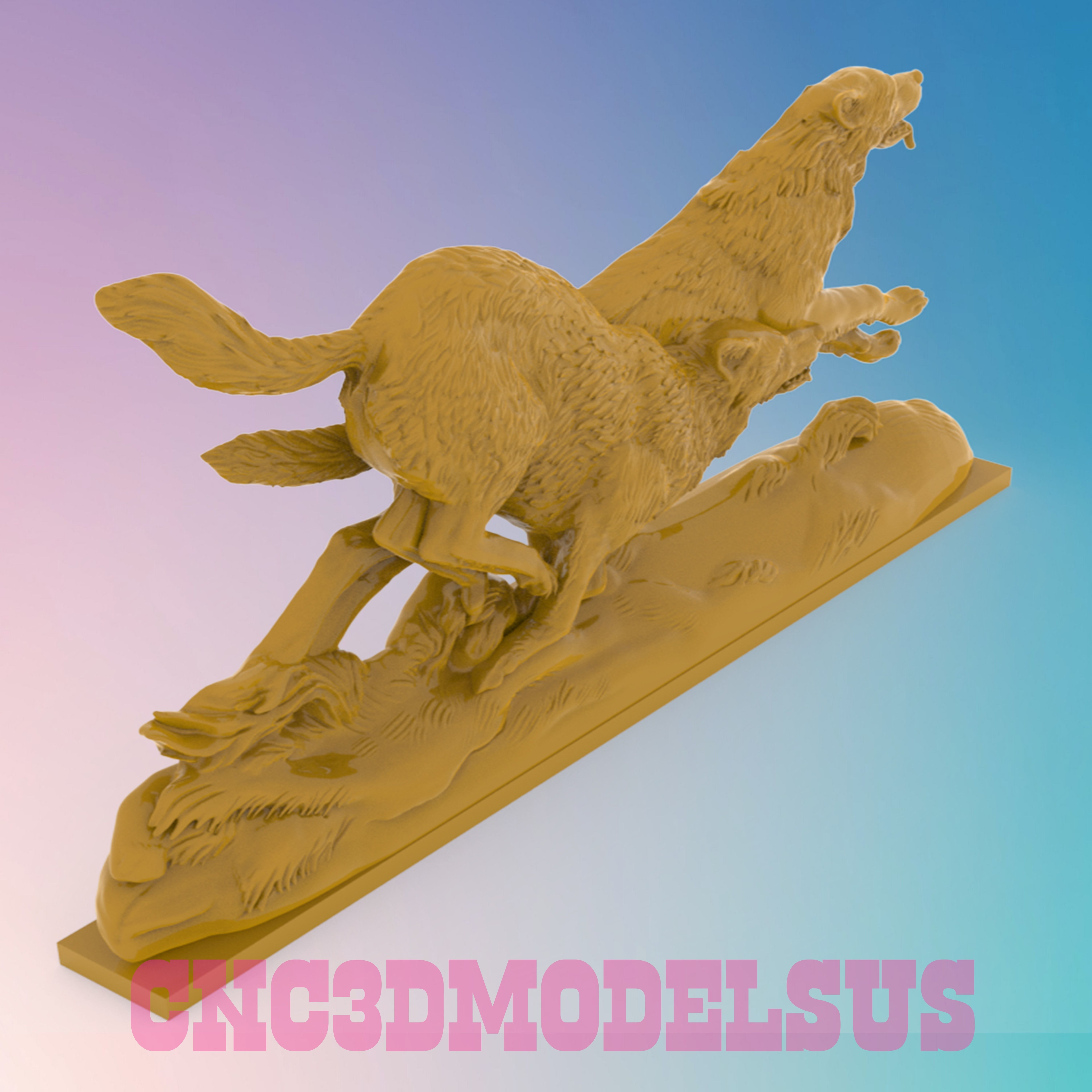 Wolves 3D MODEL STL FILE FOR CNC ROUTER LASER and 3D PRINTER 3D print model_1