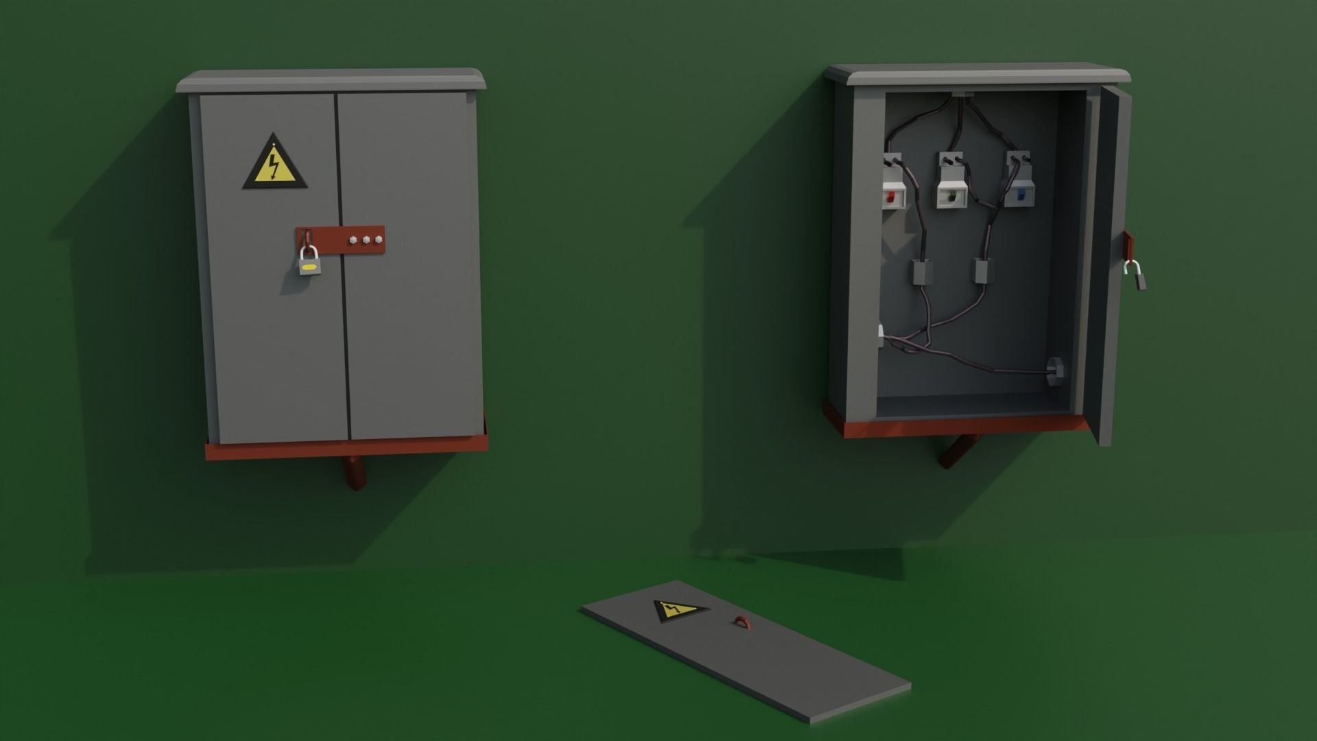 low poly electrical panel Low-poly 3D model_1