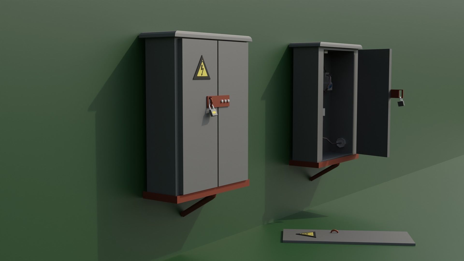 low poly electrical panel Low-poly 3D model_2