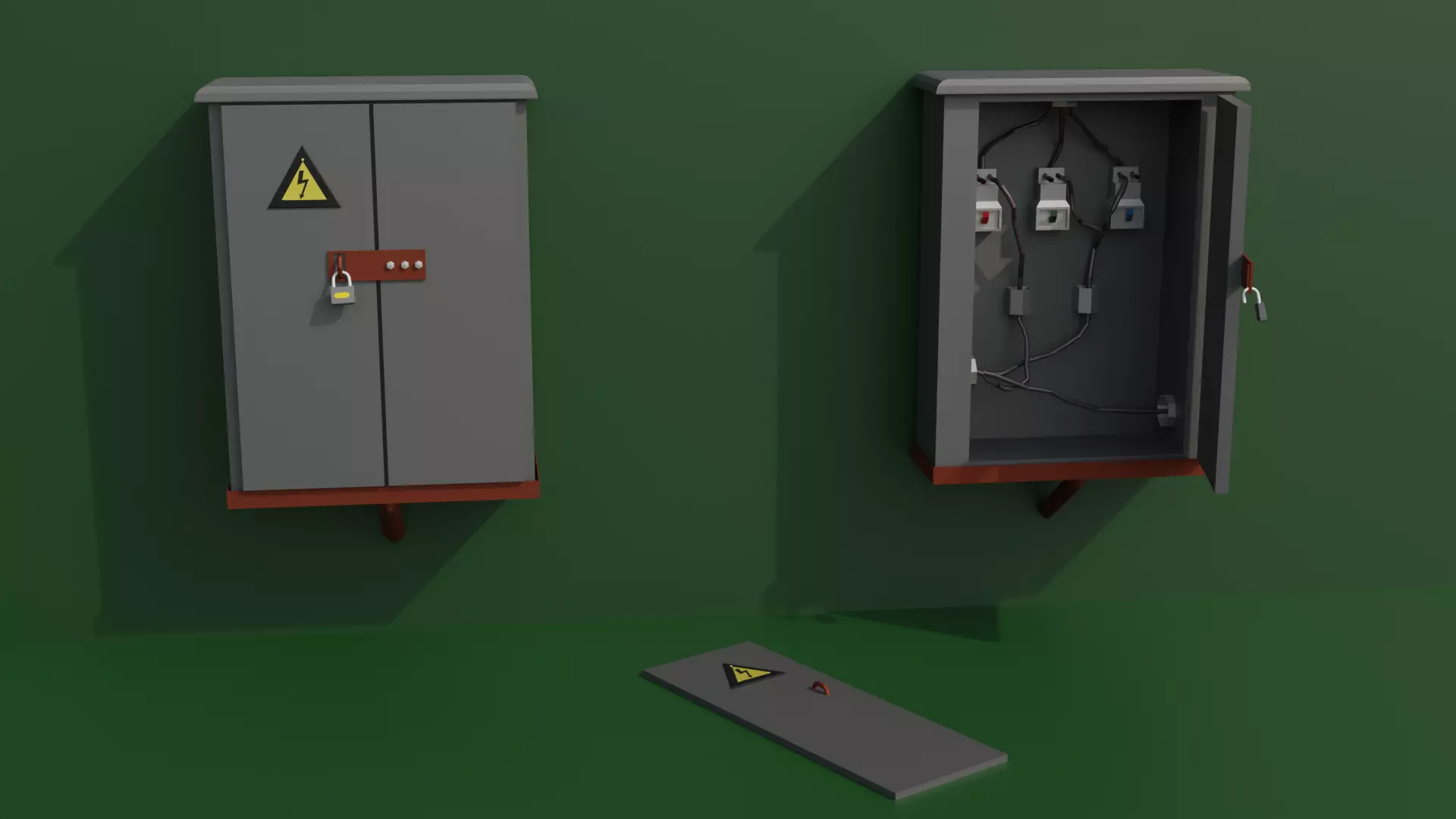 low poly electrical panel Low-poly 3D model_0