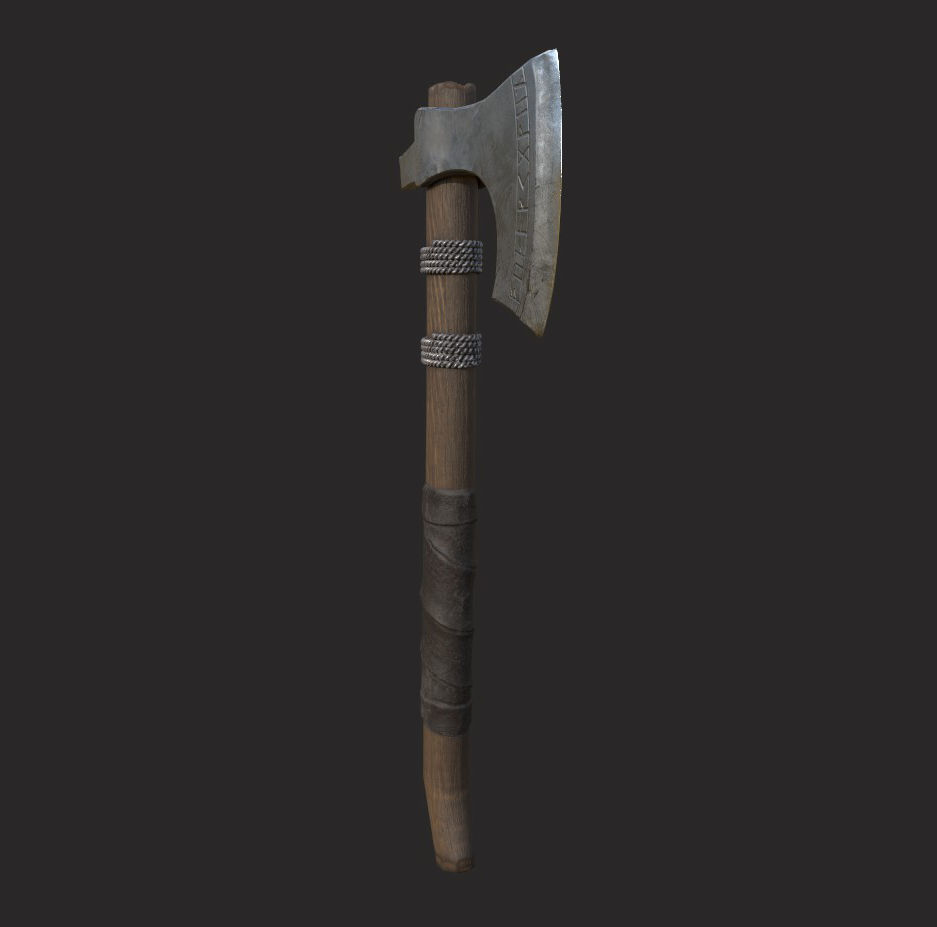 Battle axe 3D model_2