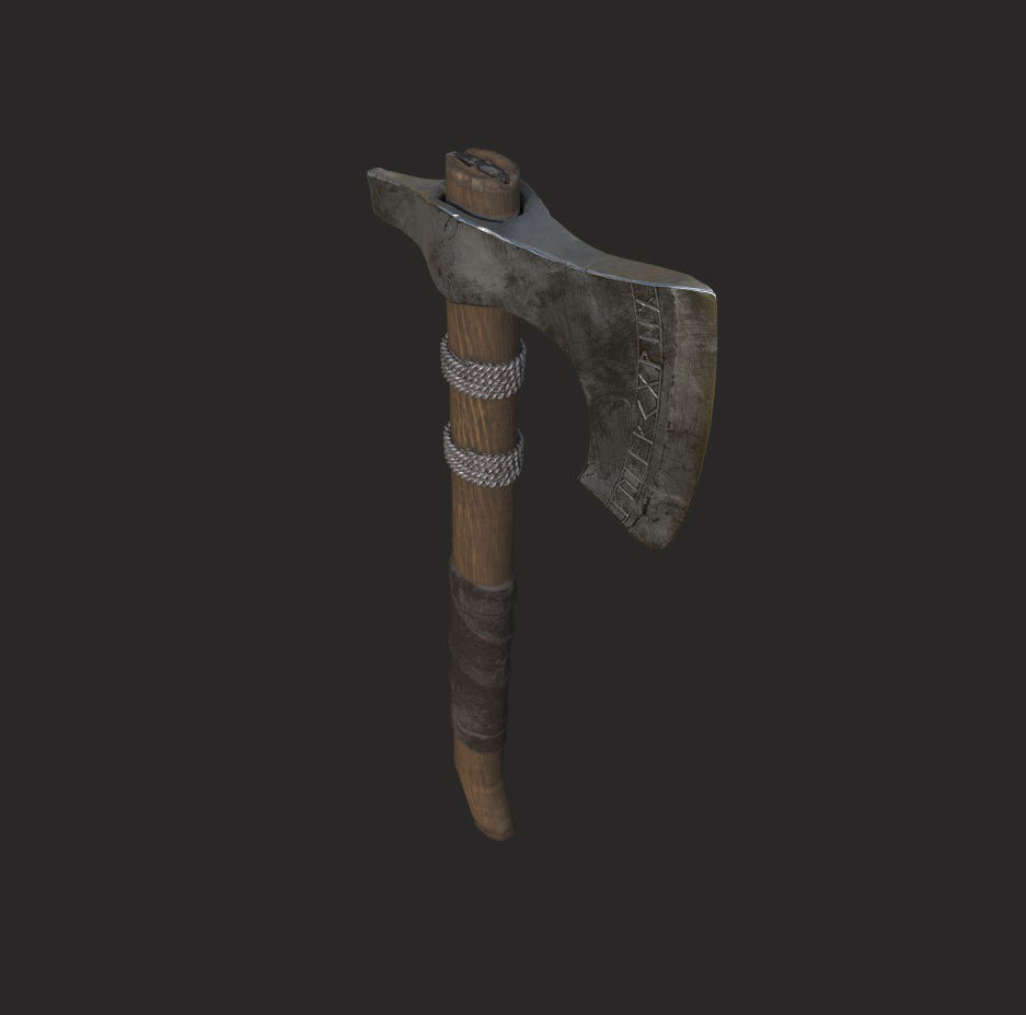 Battle axe 3D model_3